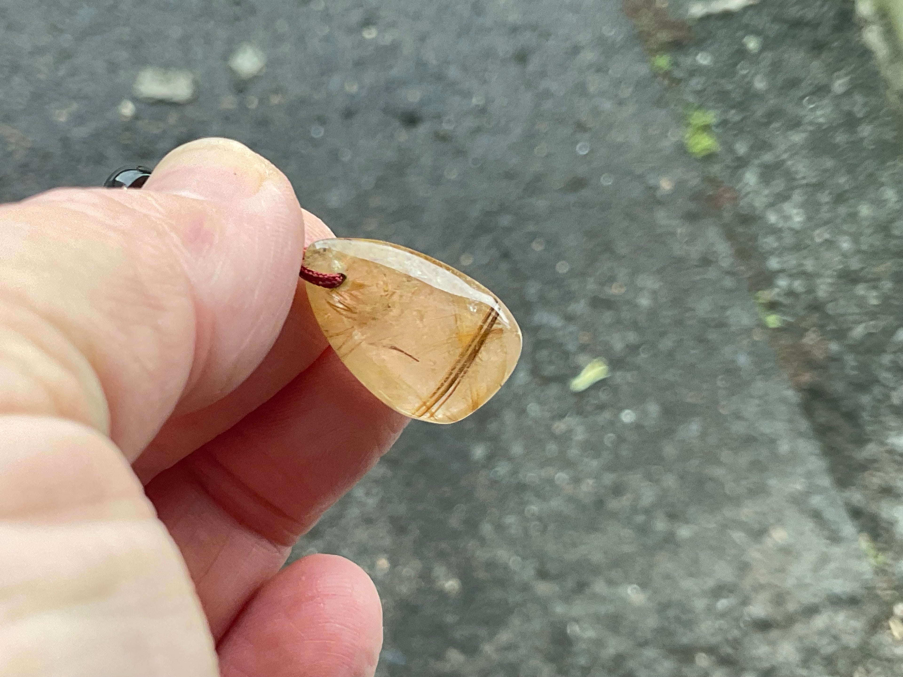 Golden Rutile Teardrop Adjustable Pendant B