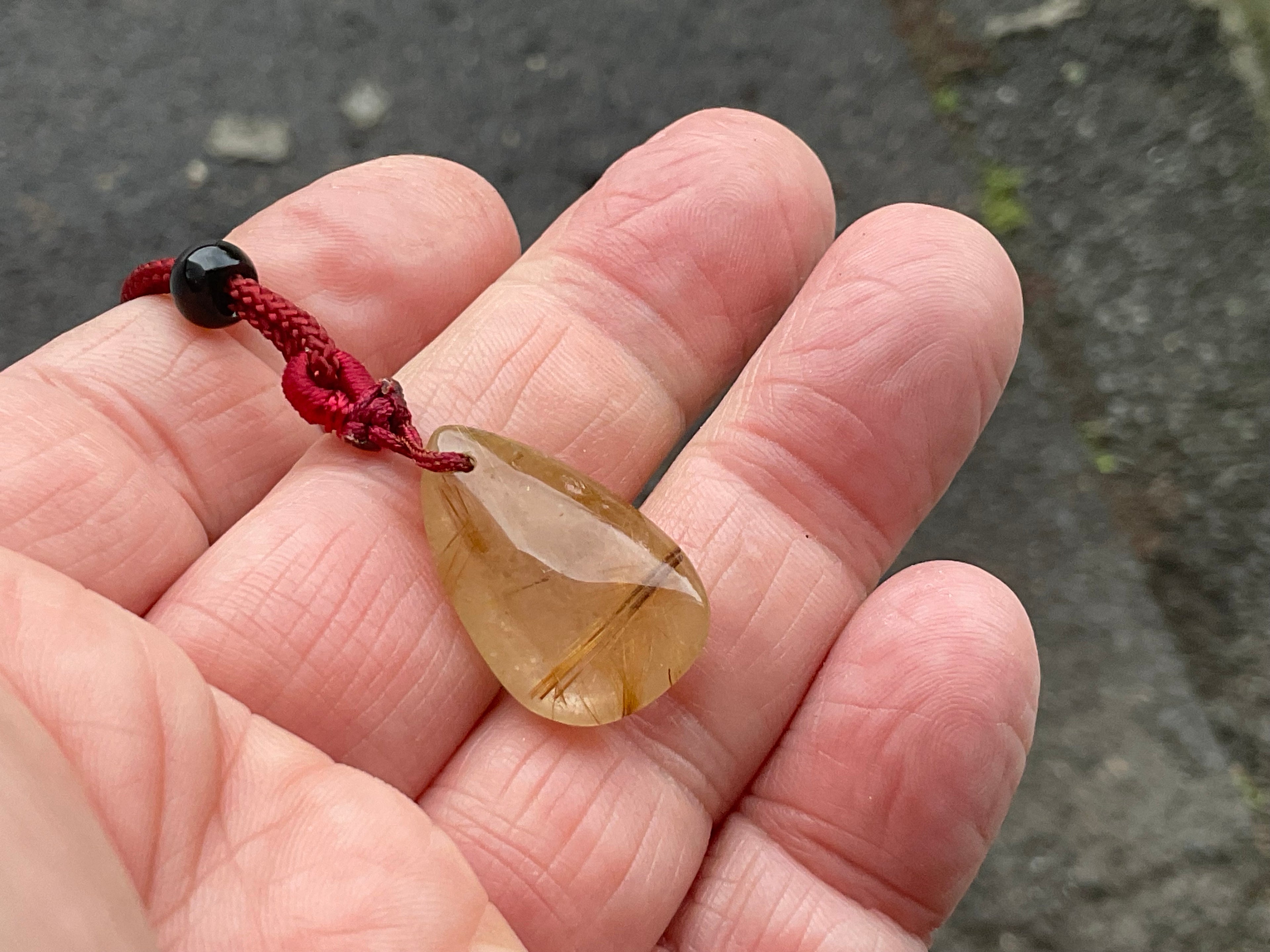Golden Rutile Teardrop Adjustable Pendant B