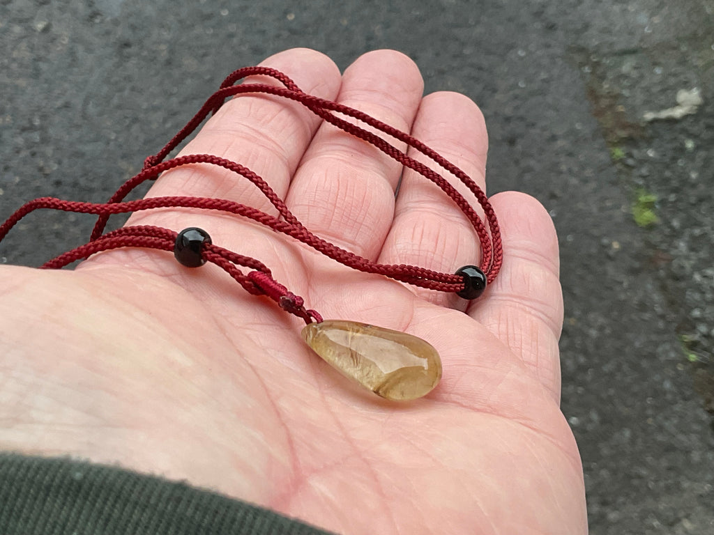 Golden Rutile Teardrop Adjustable Pendant B