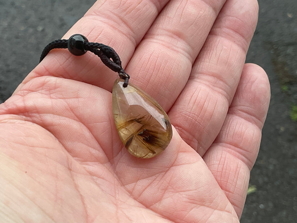 Golden Rutile Teardrop Adjustable Pendant C