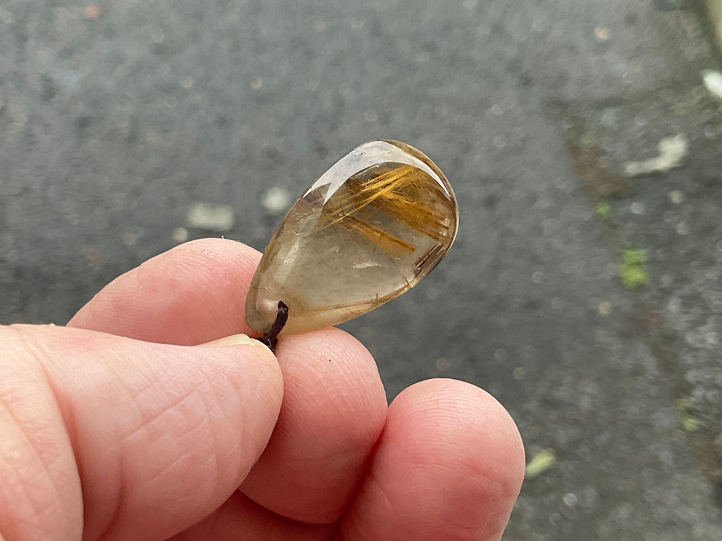 Golden Rutile Teardrop Adjustable Pendant C