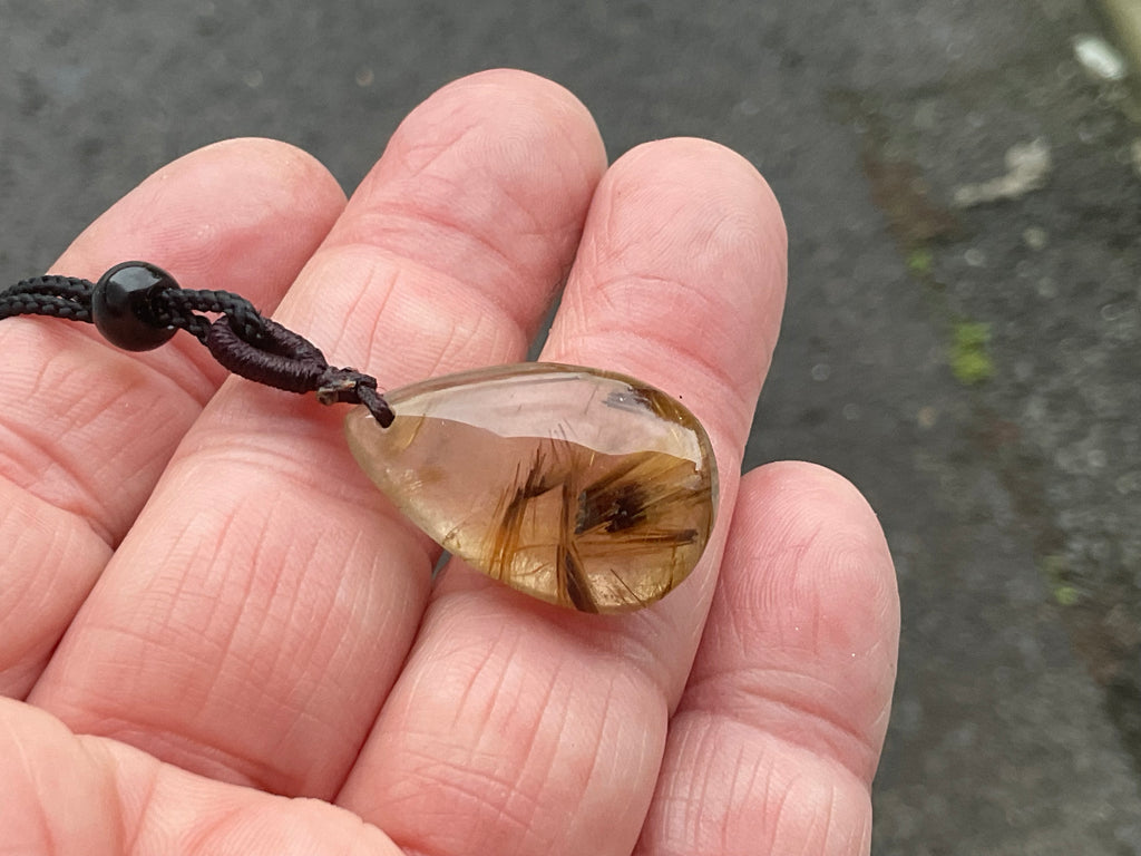 Golden Rutile Teardrop Adjustable Pendant C