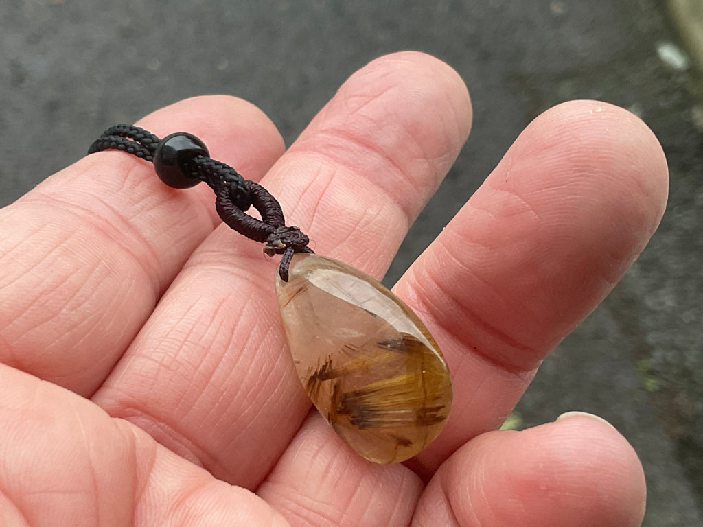 Golden Rutile Teardrop Adjustable Pendant C