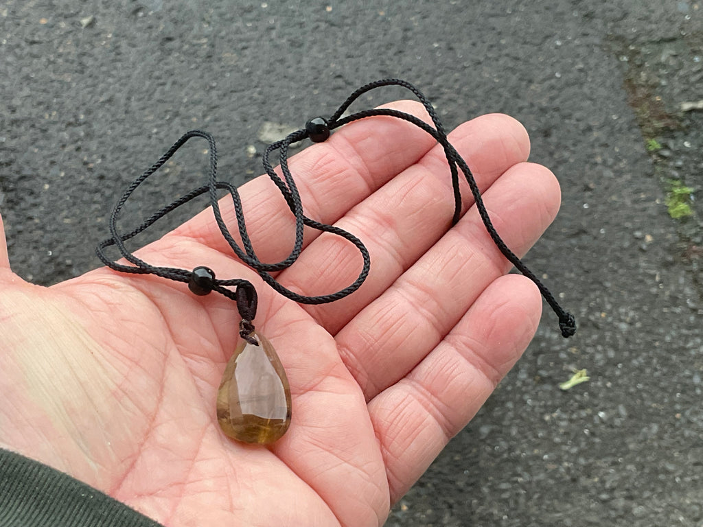Golden Rutile Teardrop Adjustable Pendant C