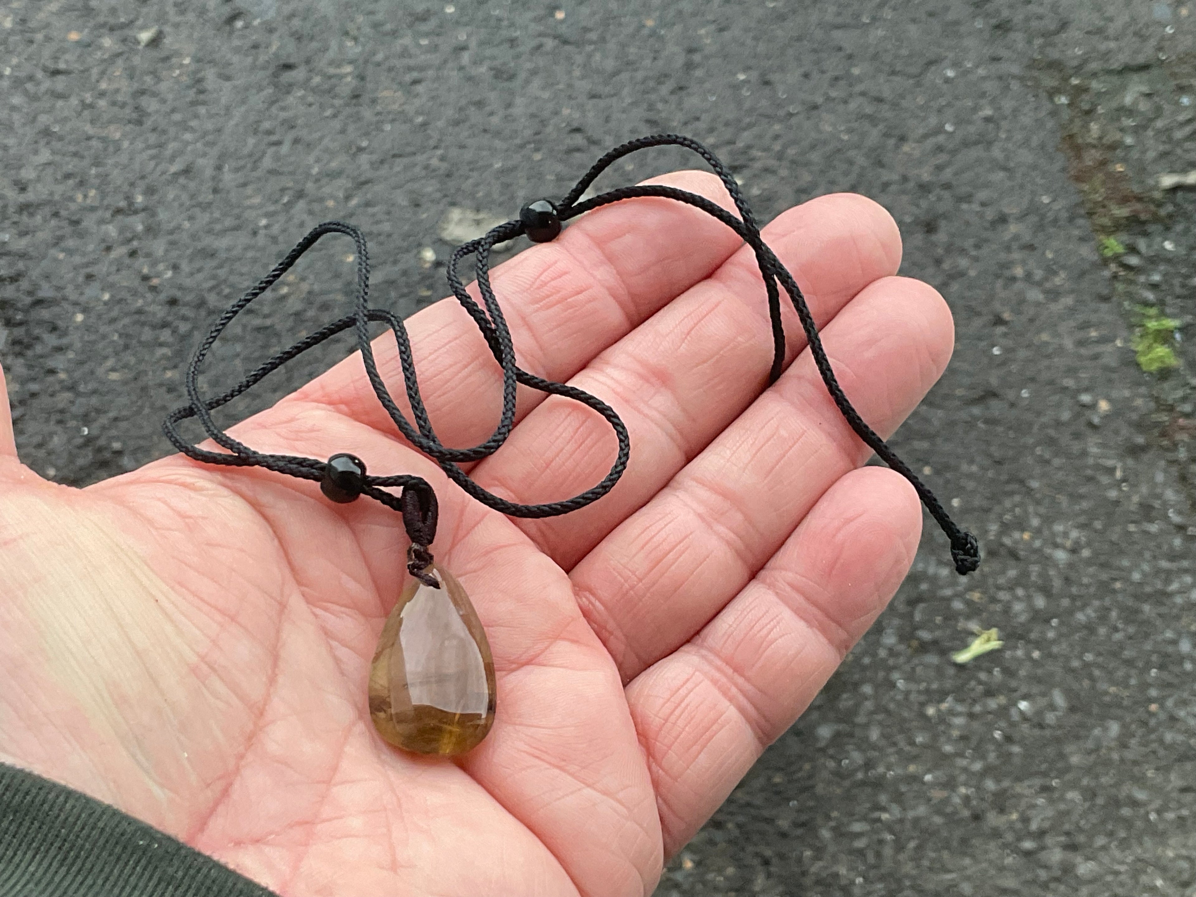 Golden Rutile Teardrop Adjustable Pendant C