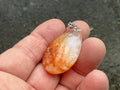 White Feather with Hematite Garden Quartz Pendant 1B