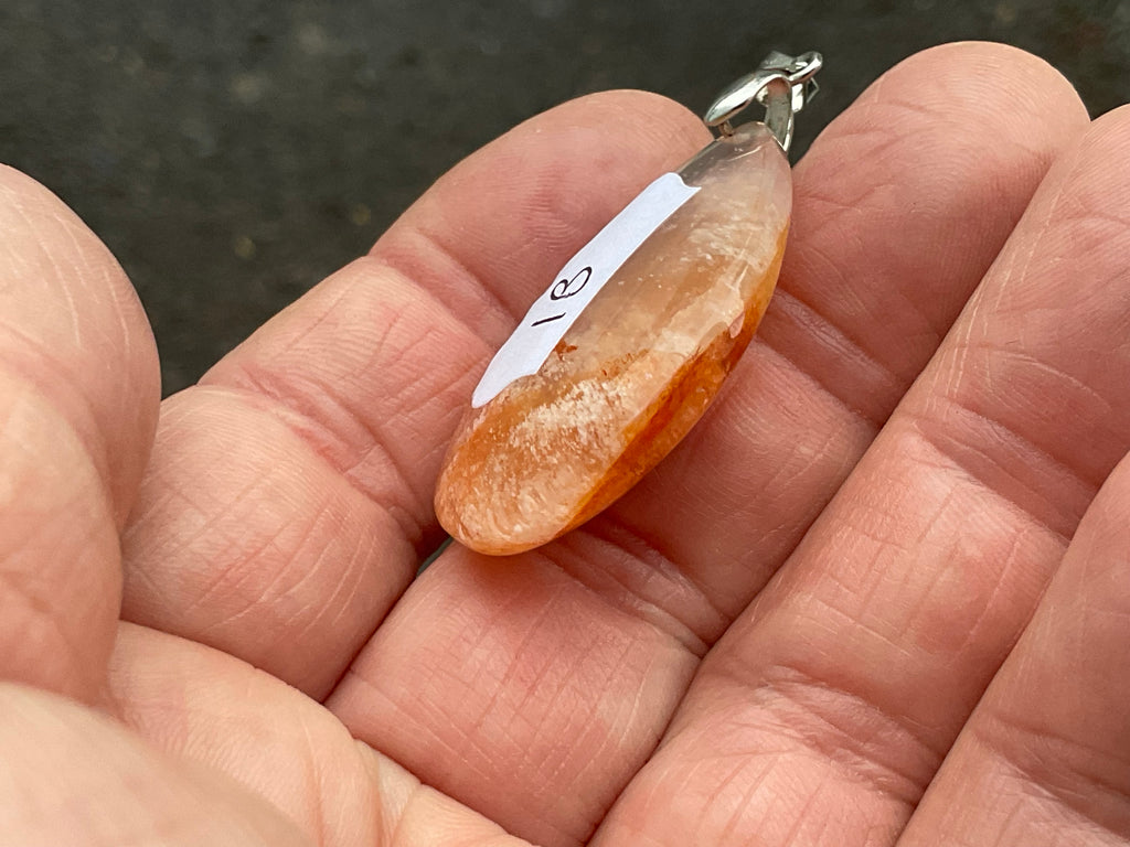White Feather with Hematite Garden Quartz Pendant 1B