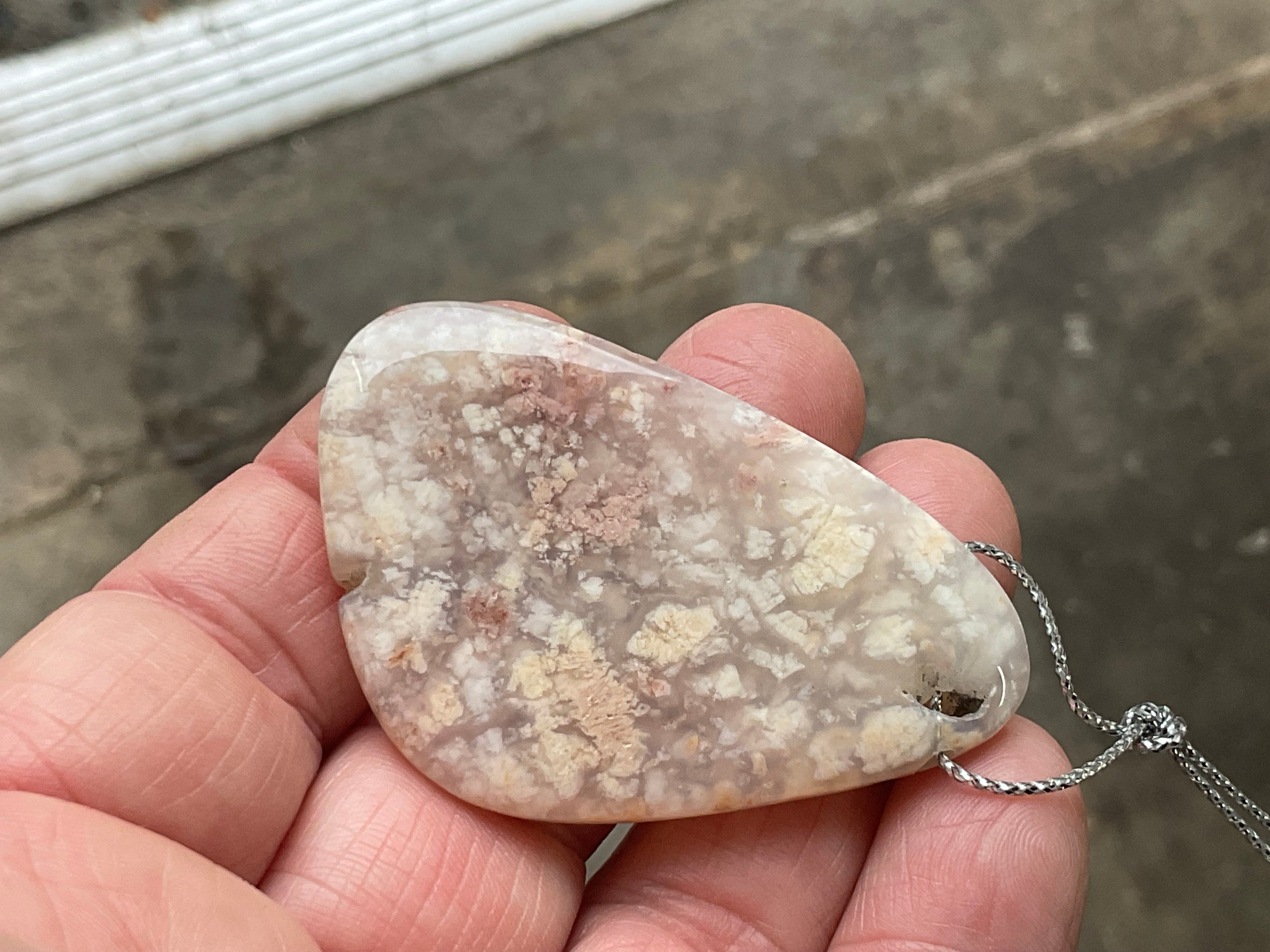 22g Heavily Included Pale Garden Quartz Pendant 7A