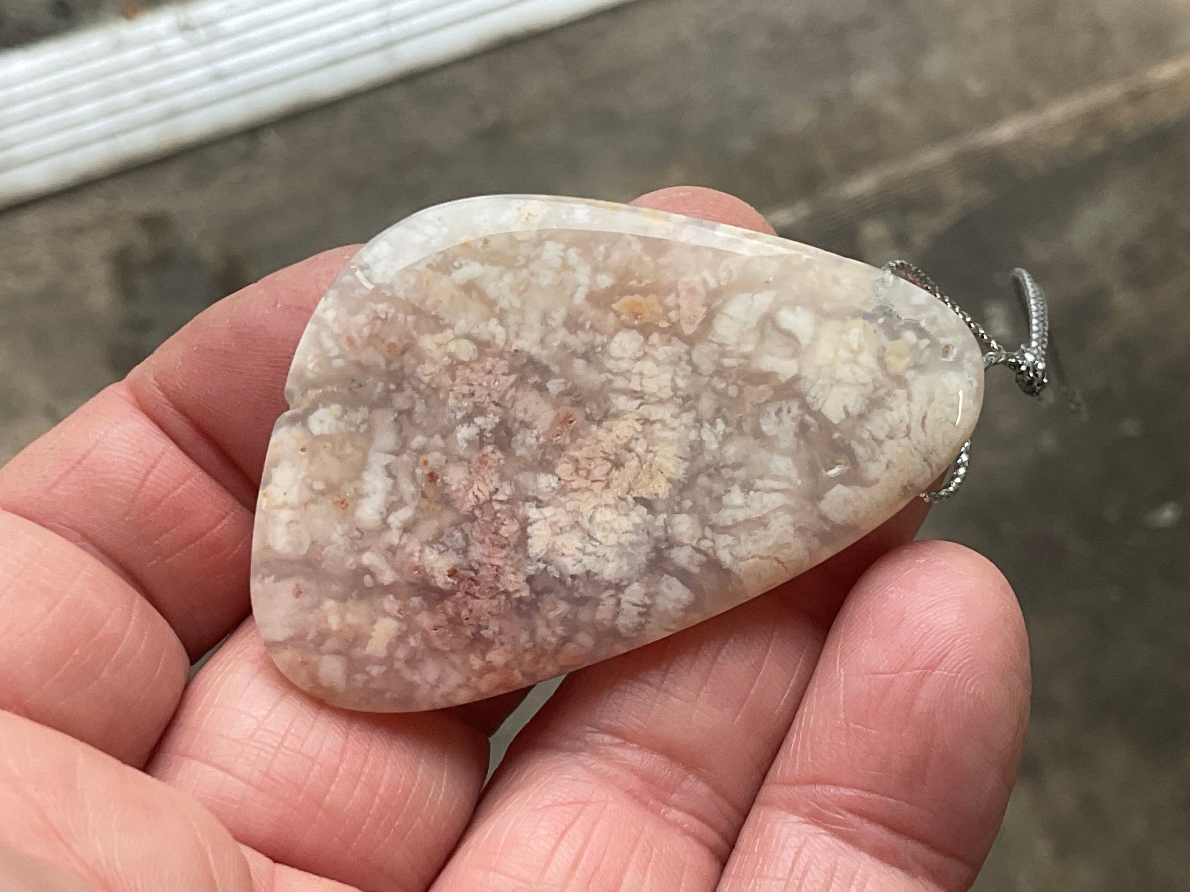 22g Heavily Included Pale Garden Quartz Pendant 7A