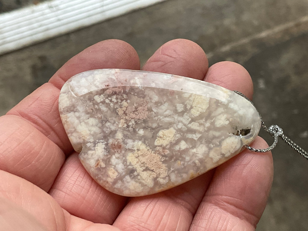 22g Heavily Included Pale Garden Quartz Pendant 7A