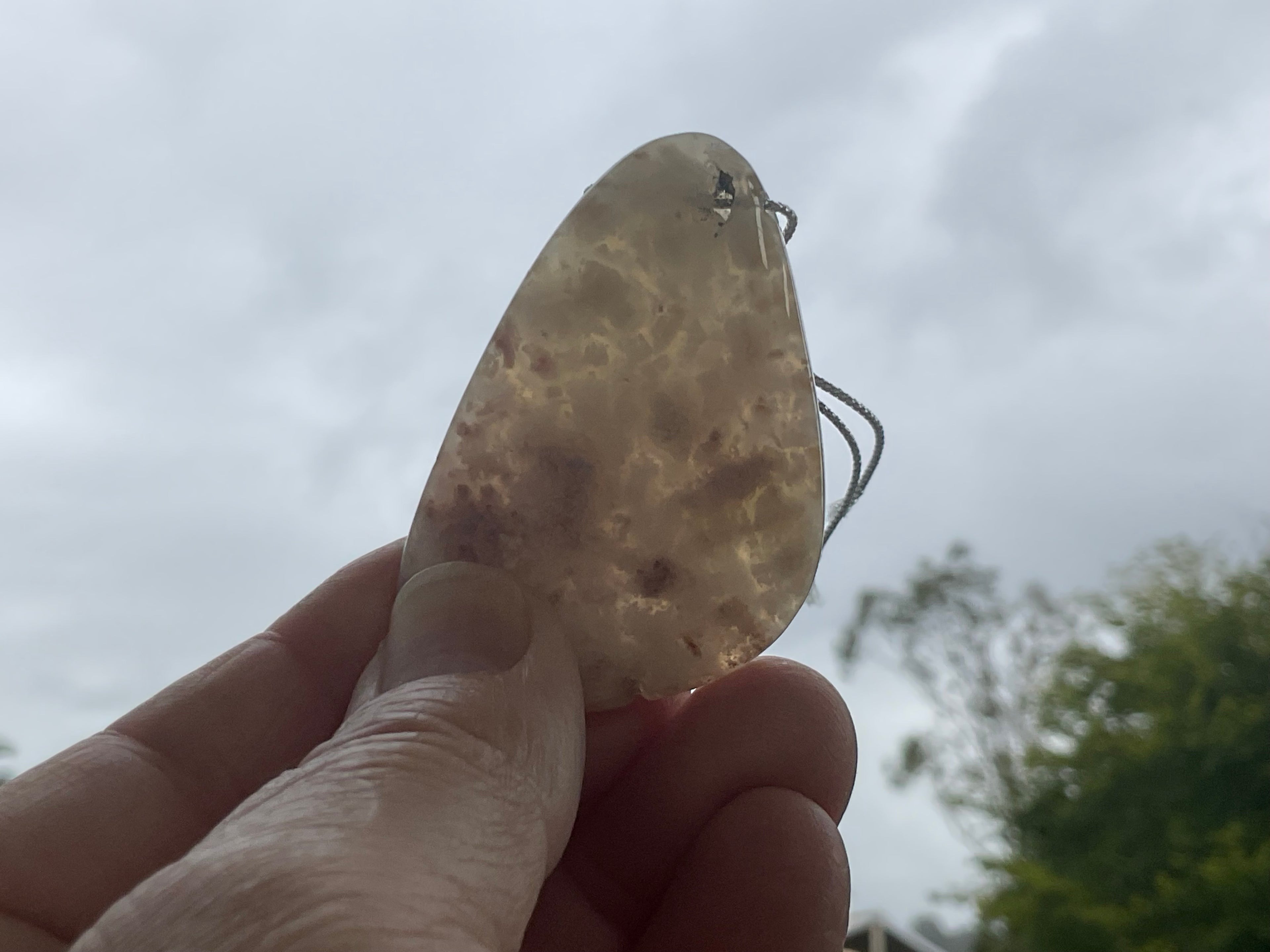 22g Heavily Included Pale Garden Quartz Pendant 7A