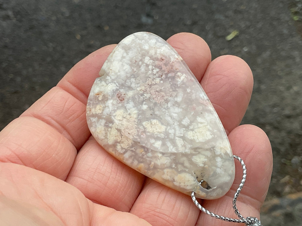 22g Heavily Included Pale Garden Quartz Pendant 7A