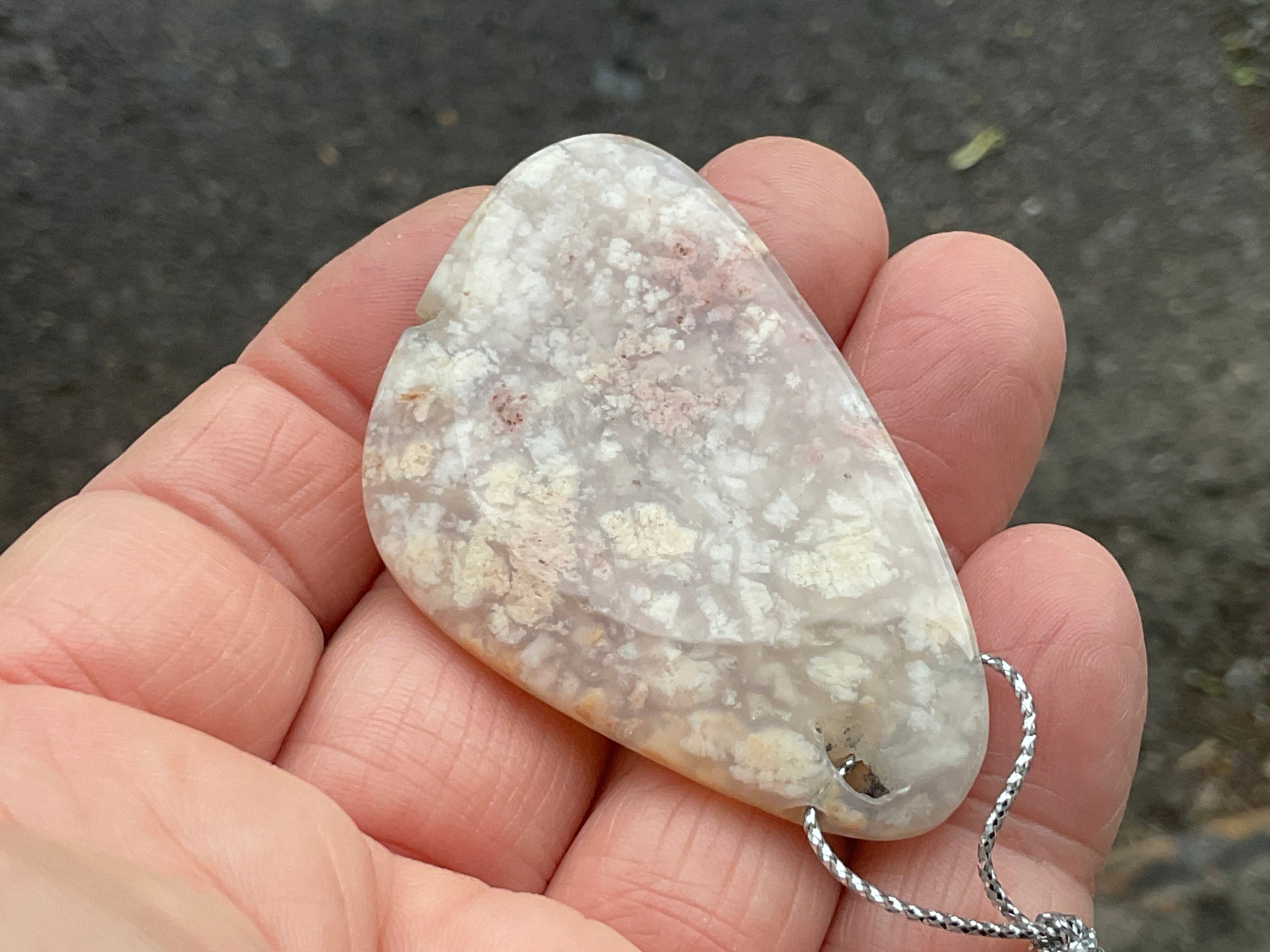 22g Heavily Included Pale Garden Quartz Pendant 7A