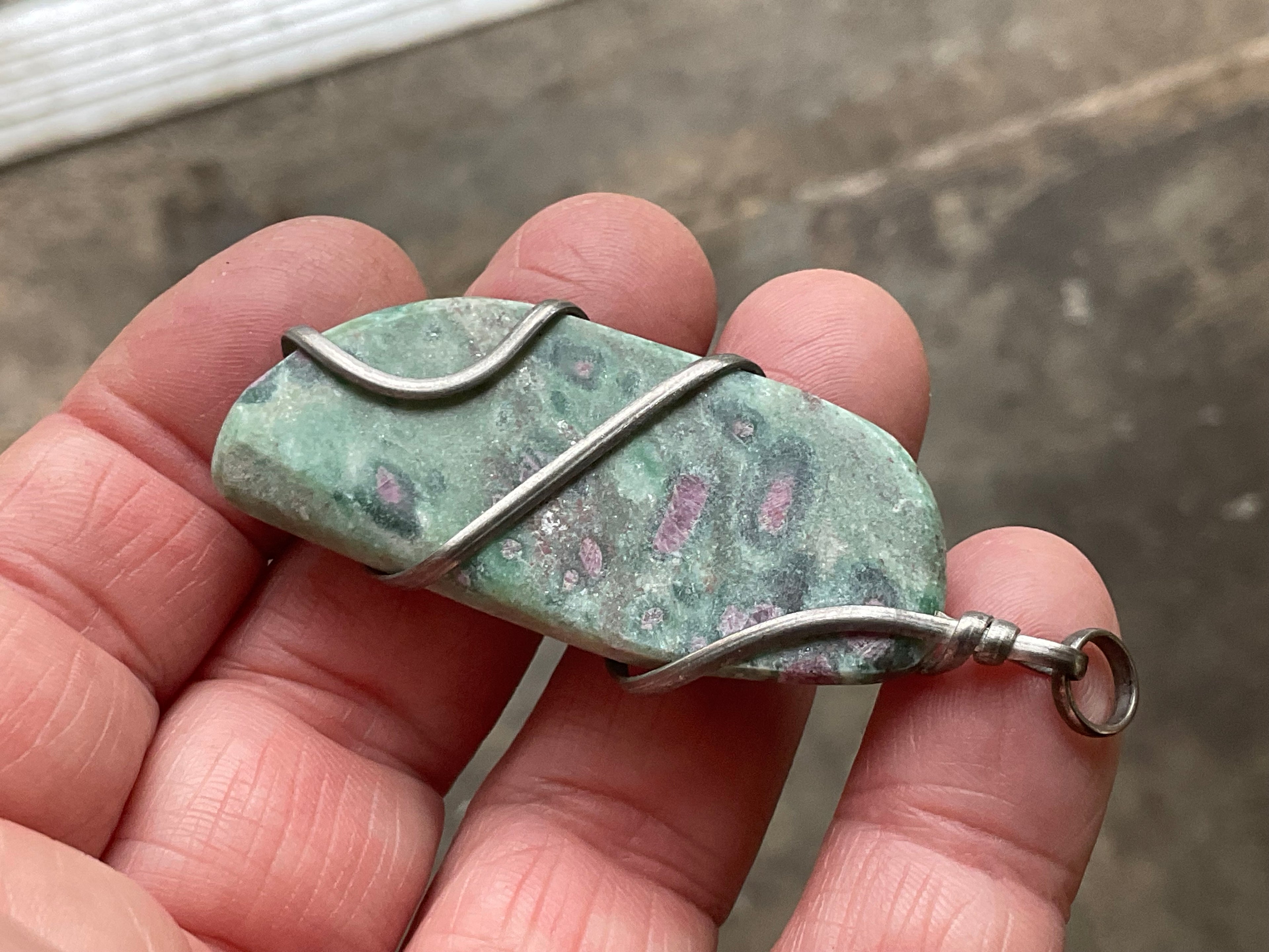 22g Ruby in Fuschite Wire Wrapped Pendant 4B