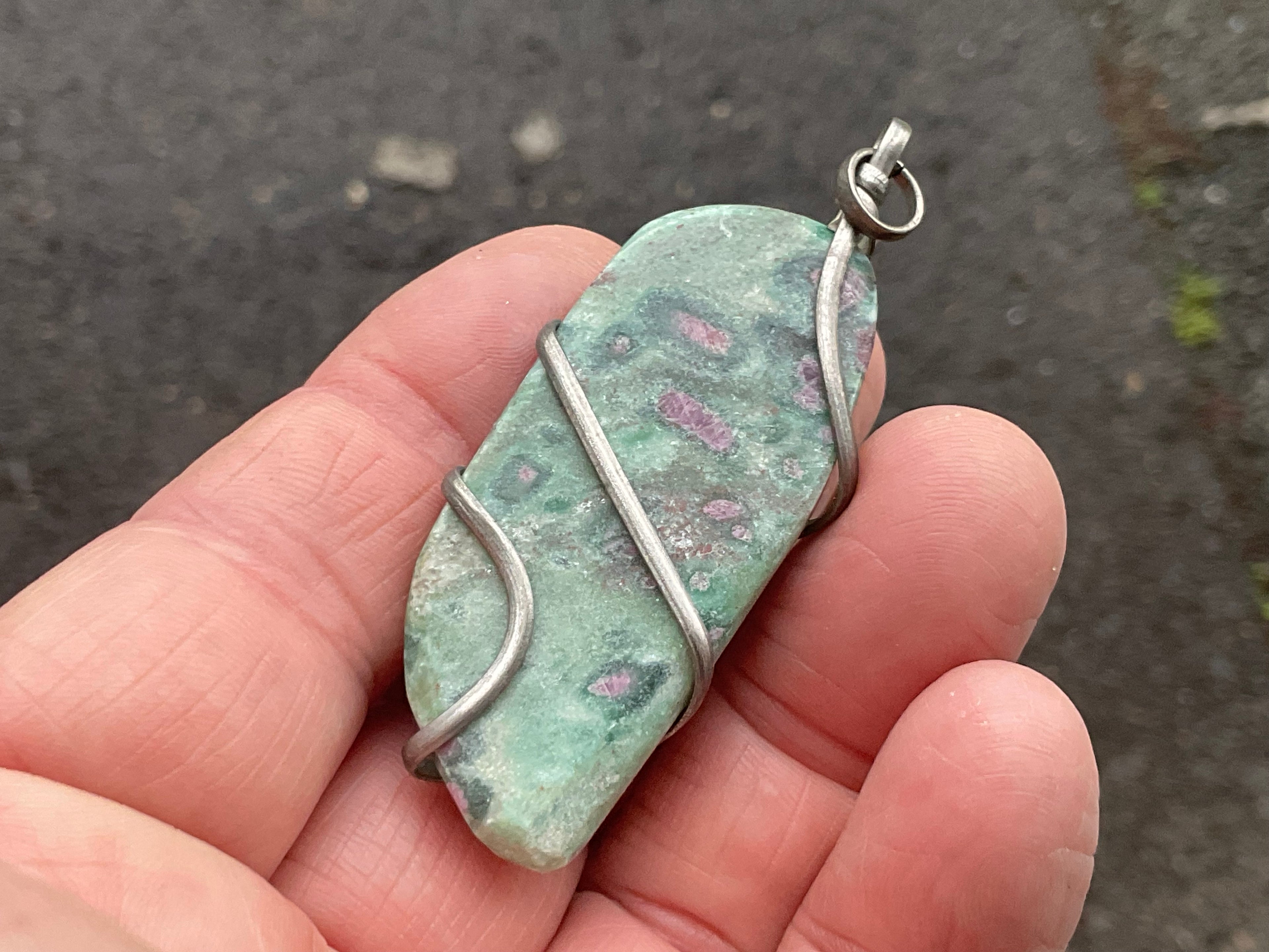 22g Ruby in Fuschite Wire Wrapped Pendant 4B