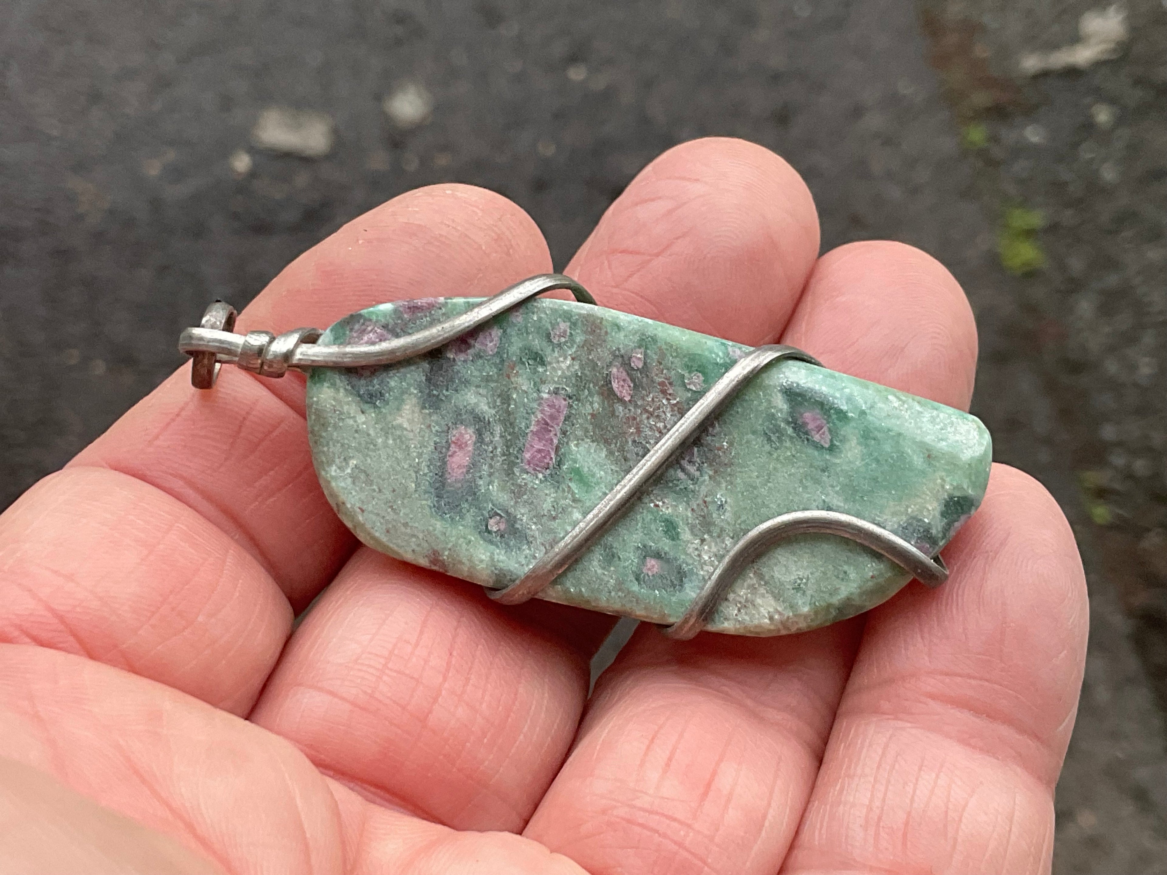 22g Ruby in Fuschite Wire Wrapped Pendant 4B
