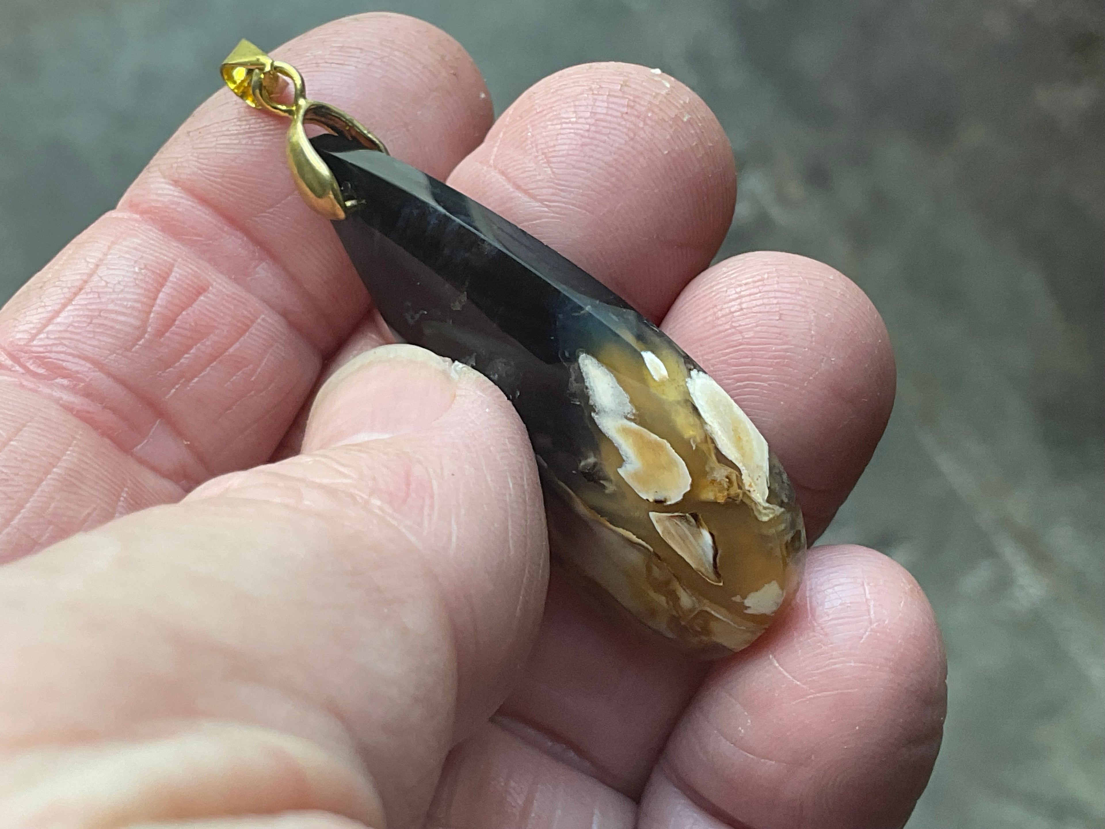 8g Indonesian Fossilised Palm Tree Root Cabochon Pendant 3B