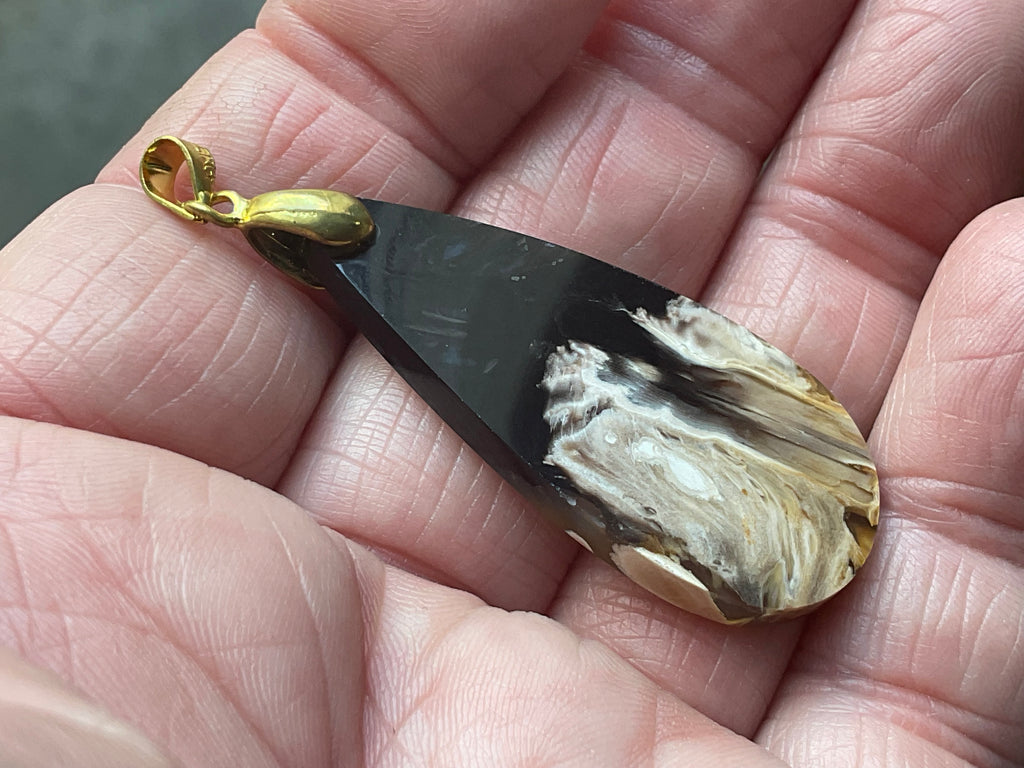 8g Indonesian Fossilised Palm Tree Root Cabochon Pendant 3B