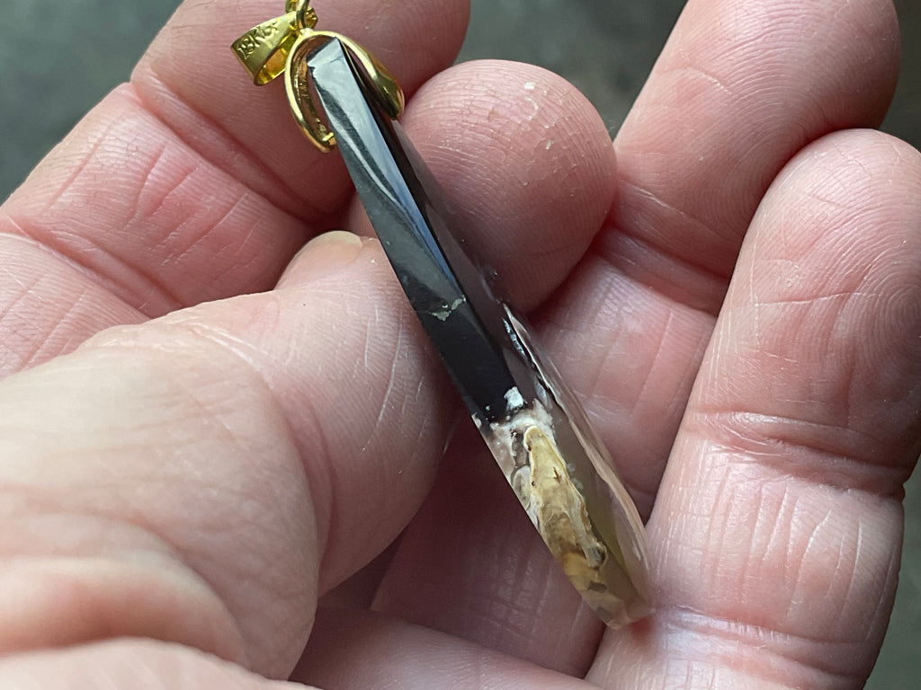8g Indonesian Fossilised Palm Tree Root Cabochon Pendant 3B