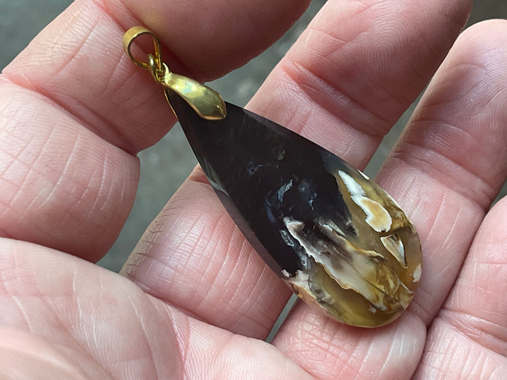 8g Indonesian Fossilised Palm Tree Root Cabochon Pendant 3B