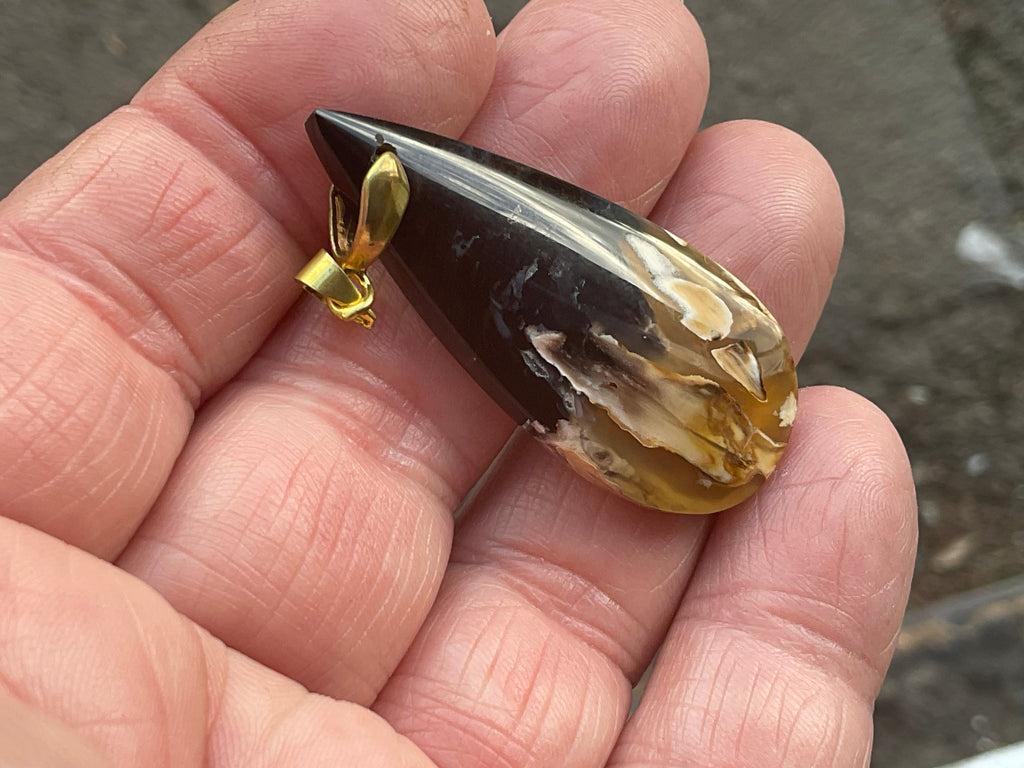 8g Indonesian Fossilised Palm Tree Root Cabochon Pendant 3B