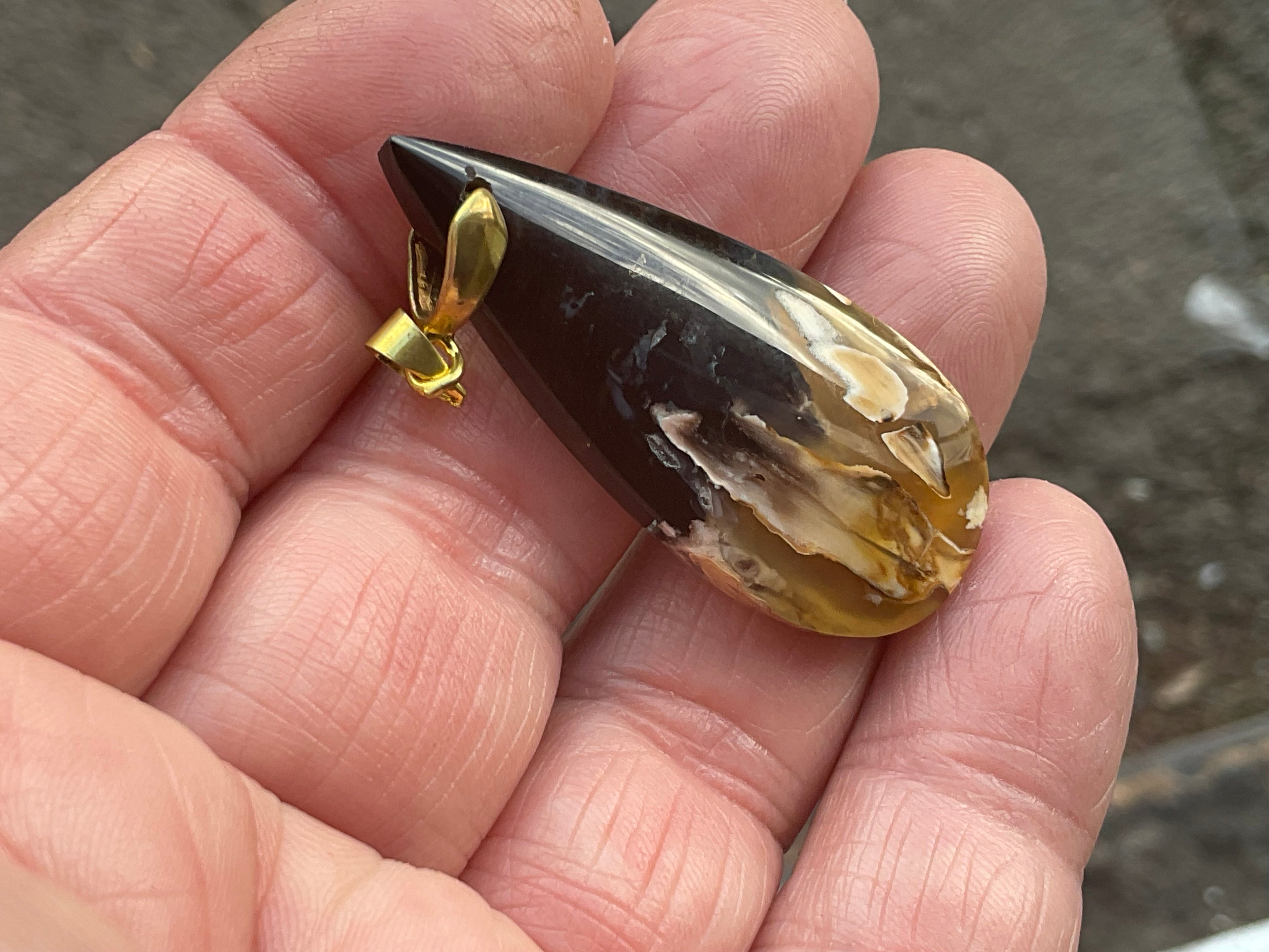 8g Indonesian Fossilised Palm Tree Root Cabochon Pendant 3B