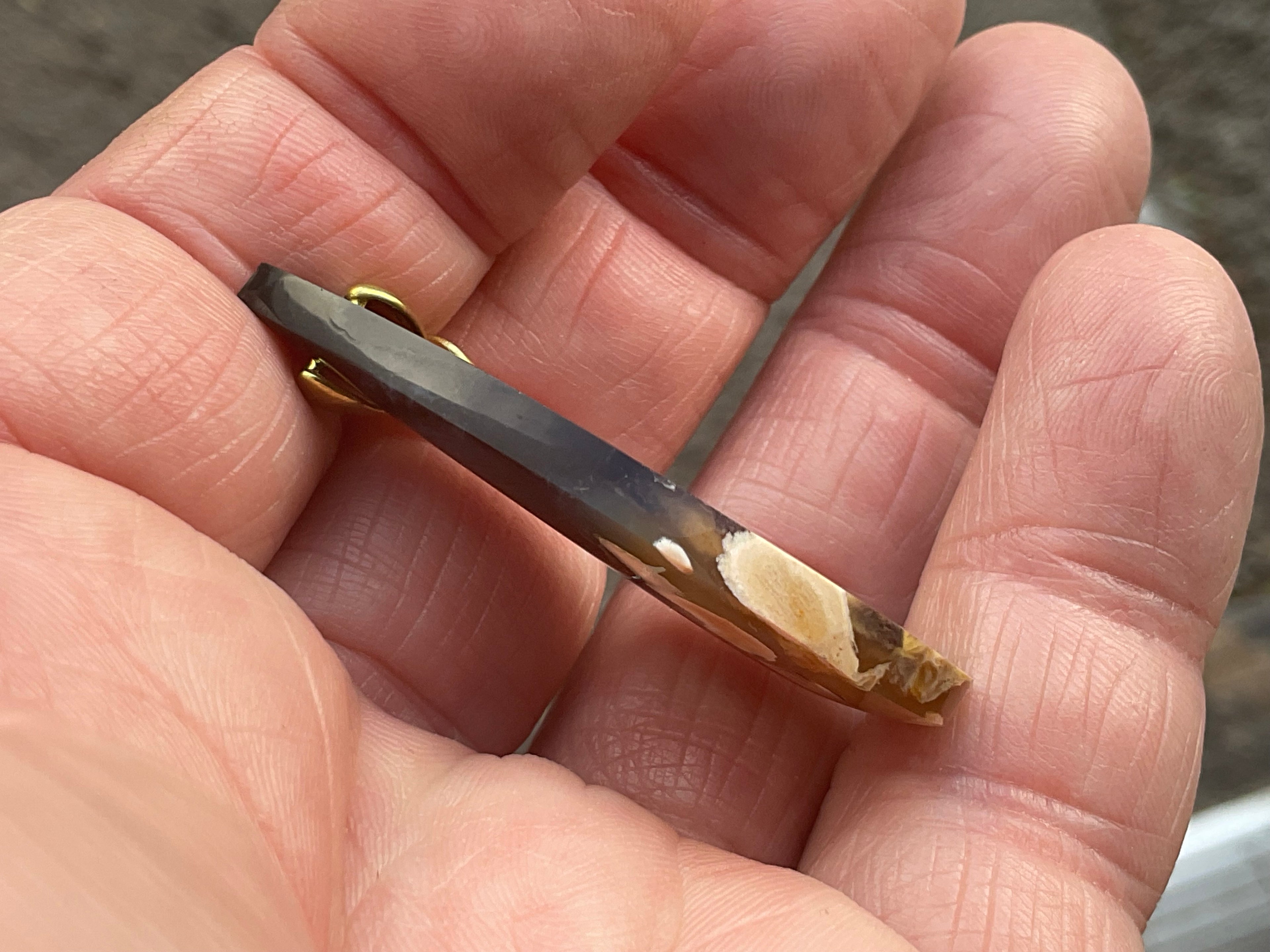 8g Indonesian Fossilised Palm Tree Root Cabochon Pendant 3B
