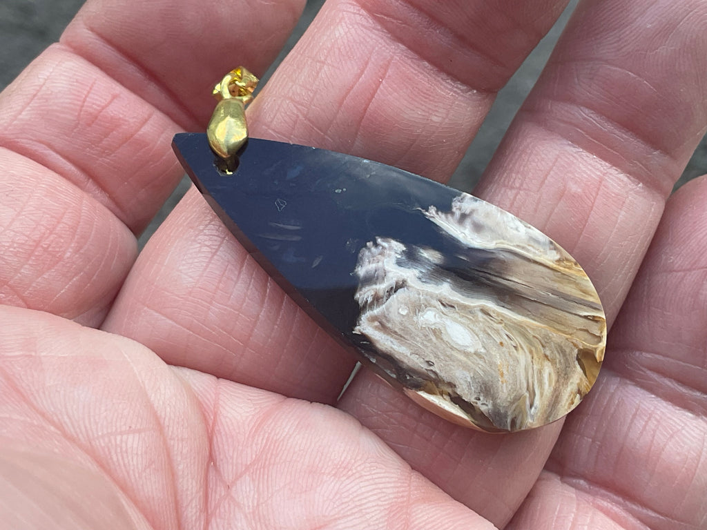 8g Indonesian Fossilised Palm Tree Root Cabochon Pendant 3B