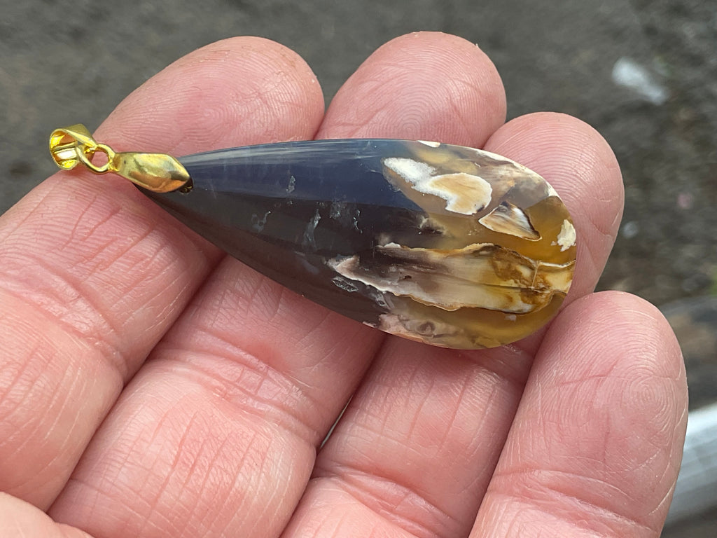 8g Indonesian Fossilised Palm Tree Root Cabochon Pendant 3B