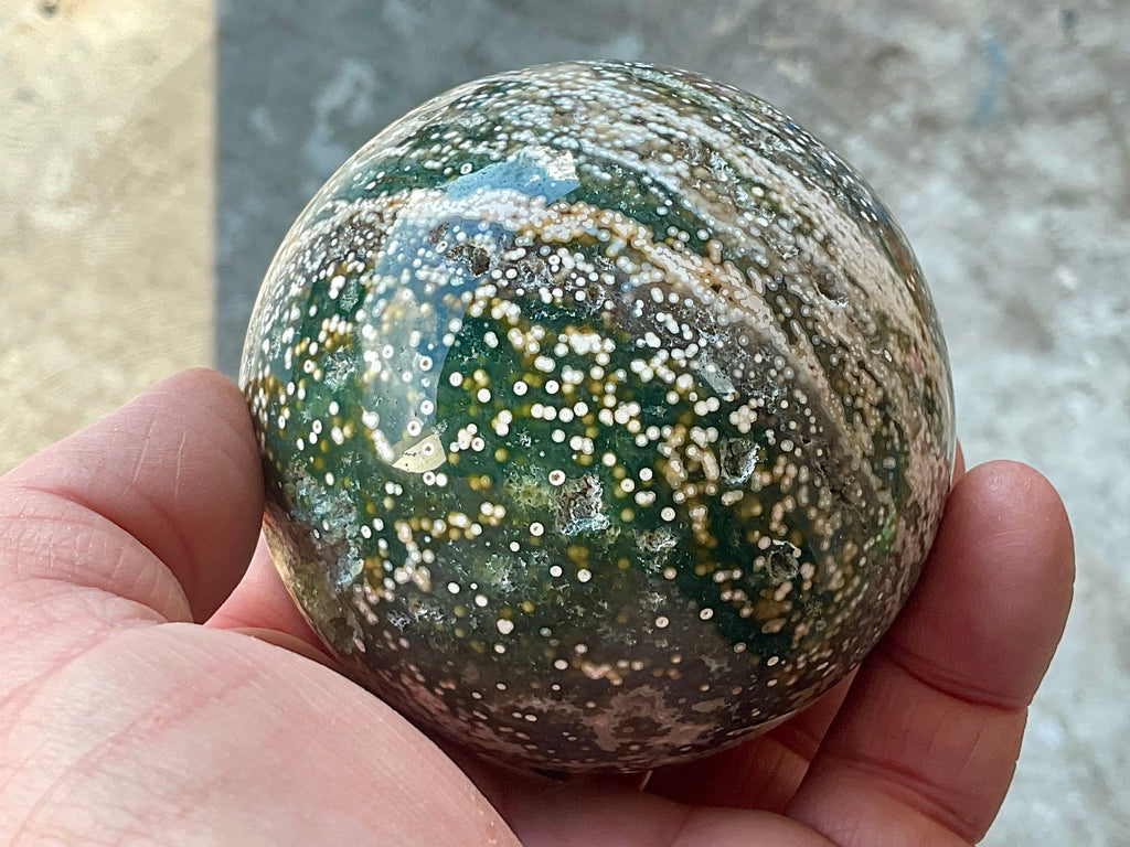 536g Extreme Orbicular Ocean Jasper Sphere 2C