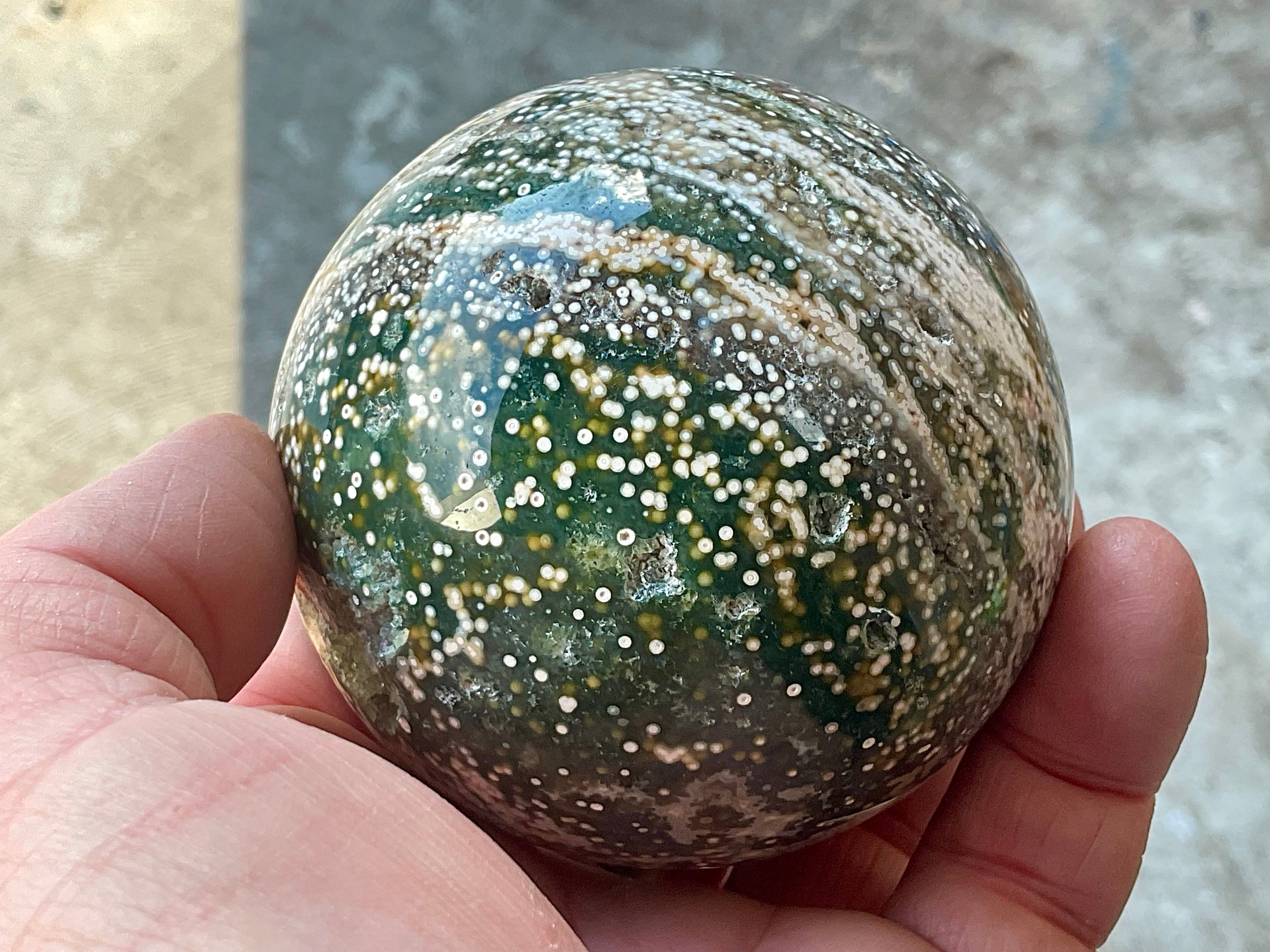 536g Extreme Orbicular Ocean Jasper Sphere 2C