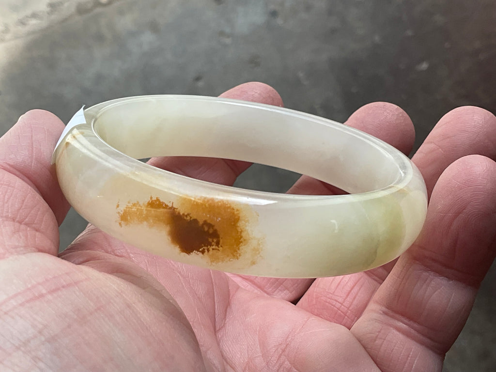 62g Green Banded Onyx Solid Bangle 3B