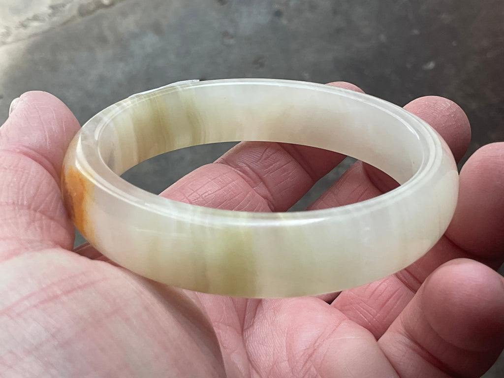 62g Green Banded Onyx Solid Bangle 3B
