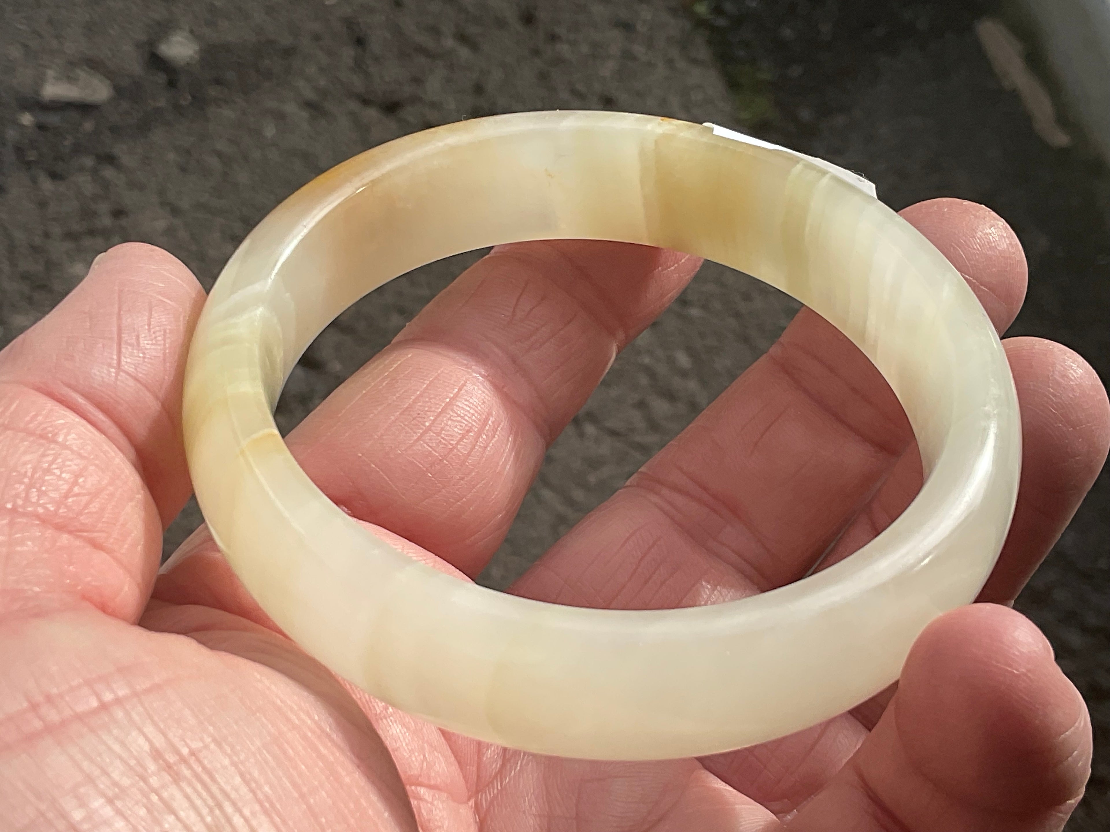 62g Green Banded Onyx Solid Bangle 3B