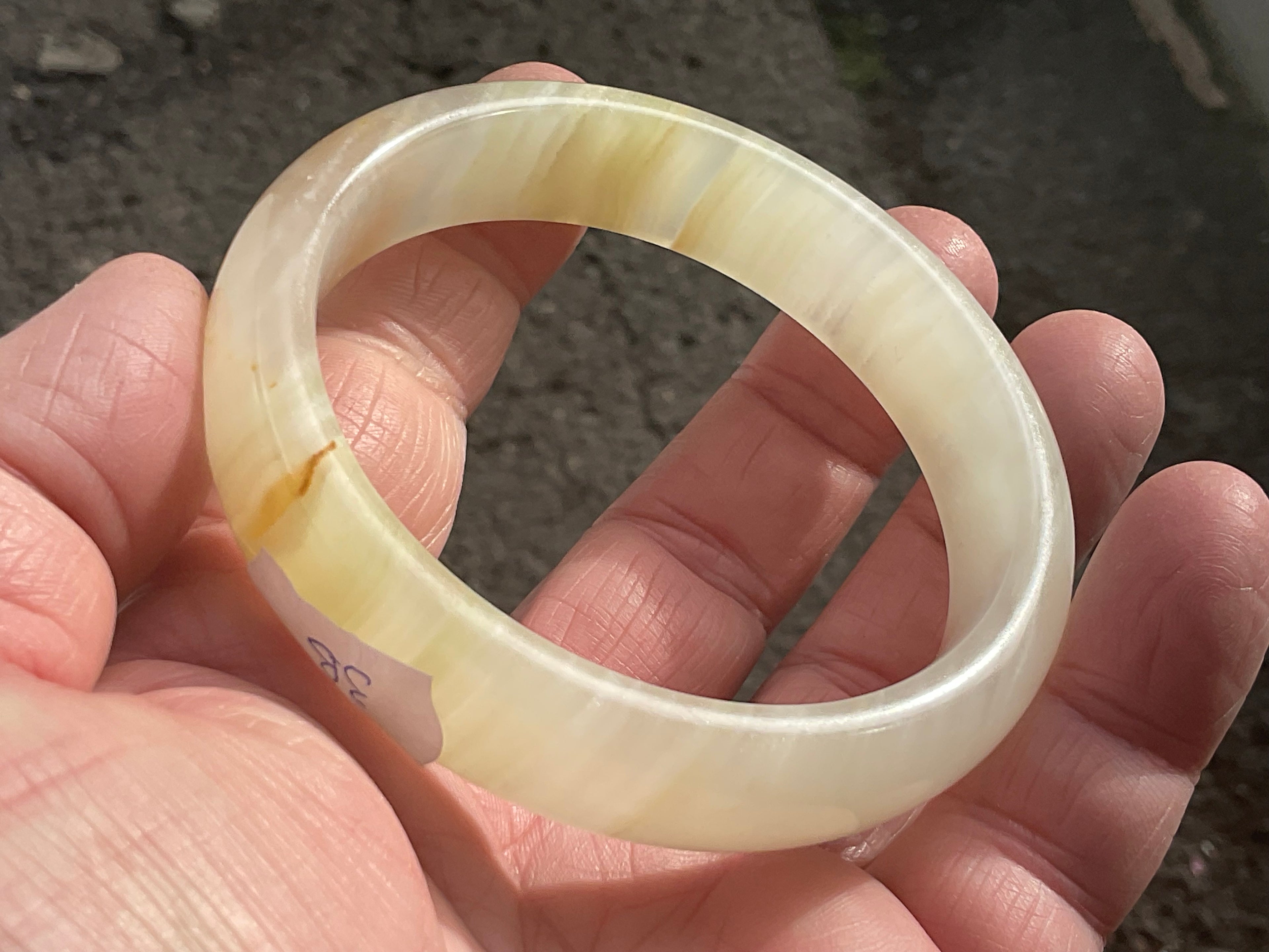 62g Green Banded Onyx Solid Bangle 3B