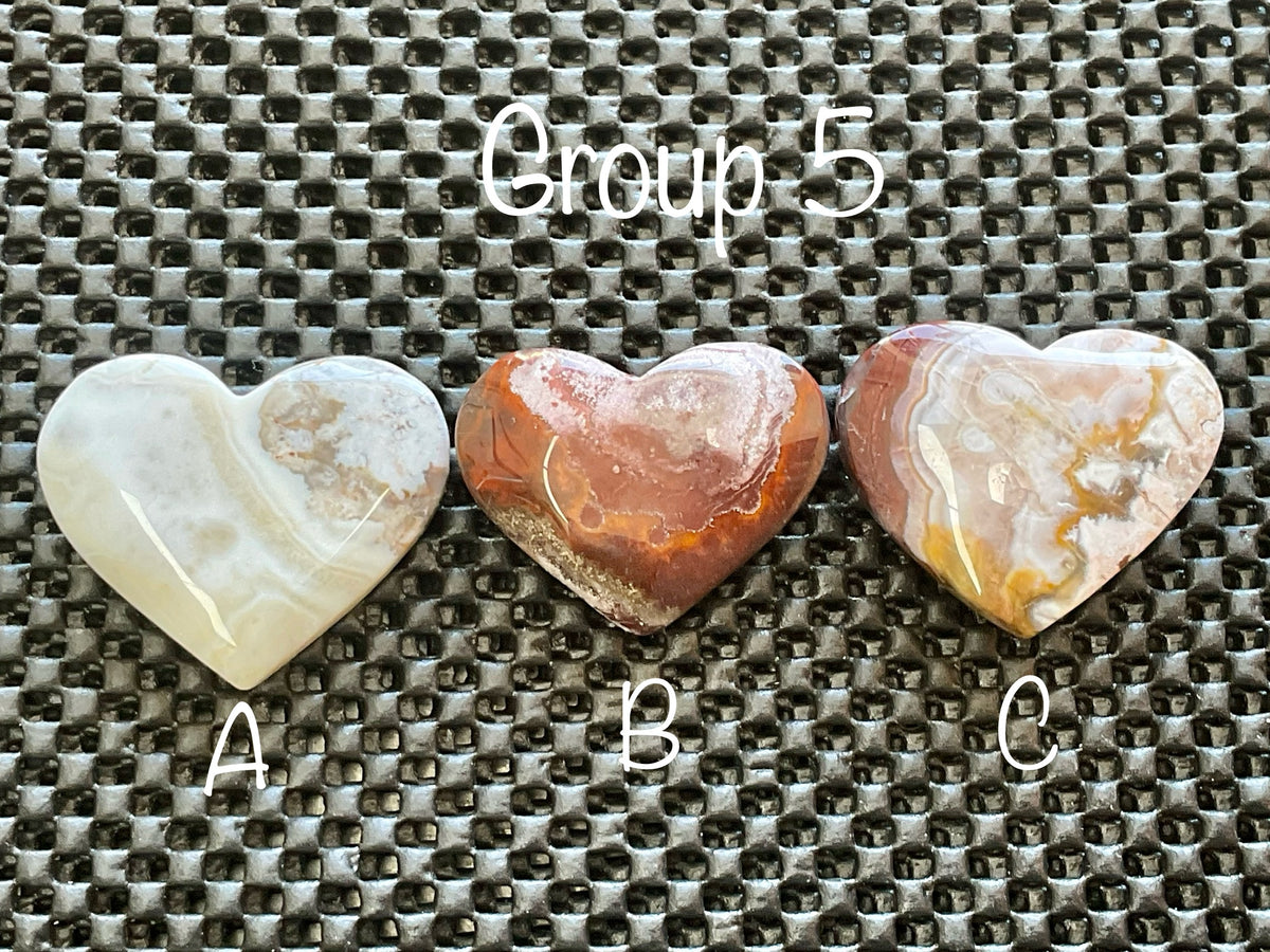 Mexican Crazy Lace Agate Heart Group 5