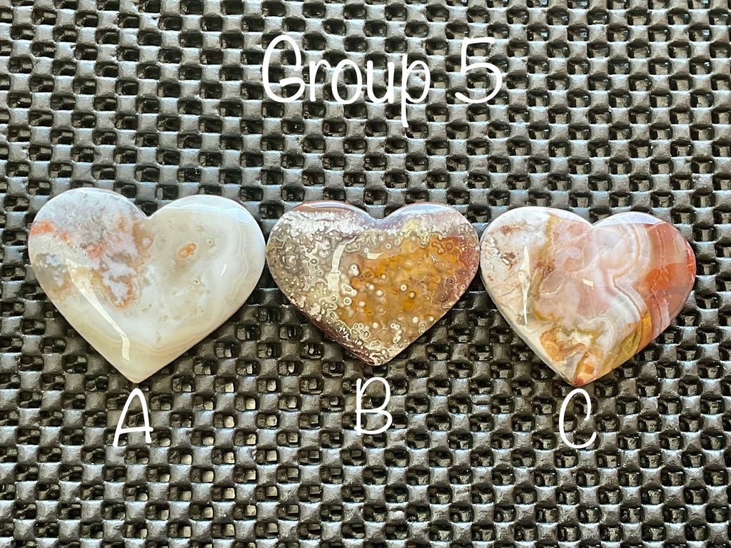 Mexican Crazy Lace Agate Heart Group 5
