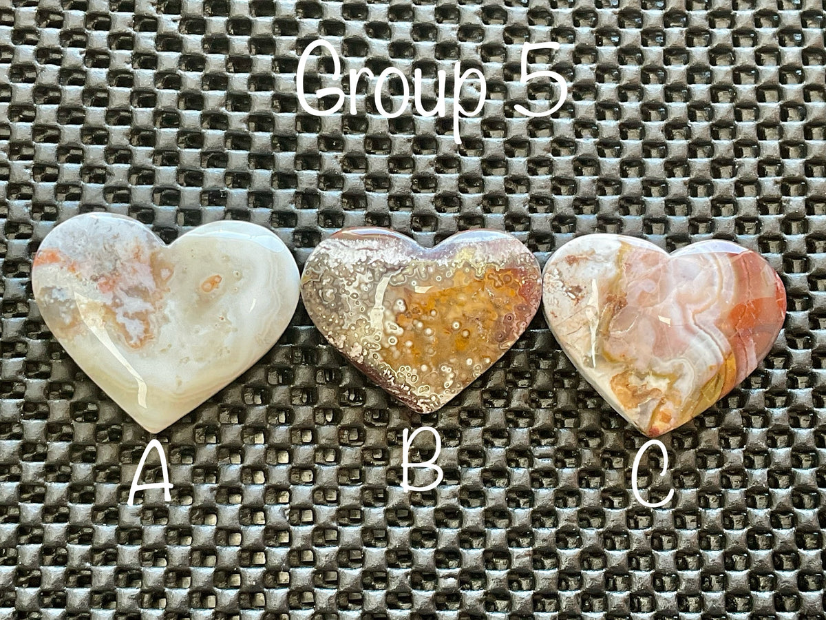 Mexican Crazy Lace Agate Heart Group 5