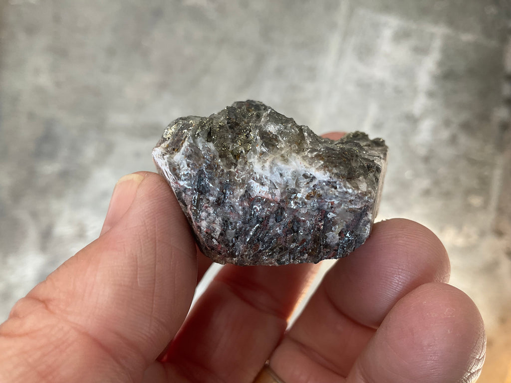 60g Pyrite encrusted Calcite on Limonite Quartz Specimen 1A from Fujian, China