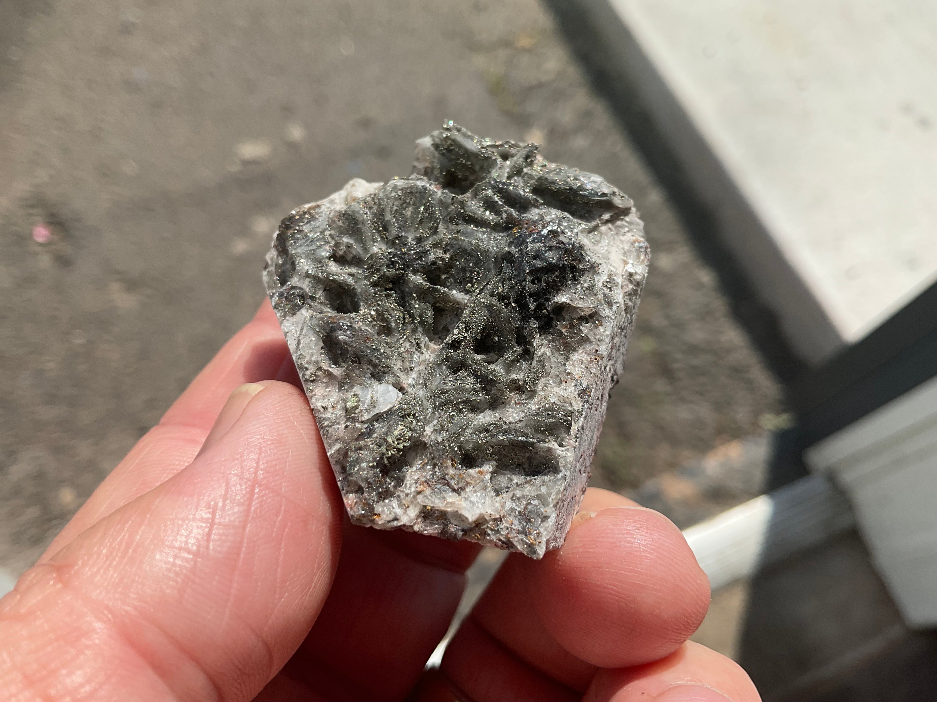 60g Pyrite encrusted Calcite on Limonite Quartz Specimen 1A from Fujian, China