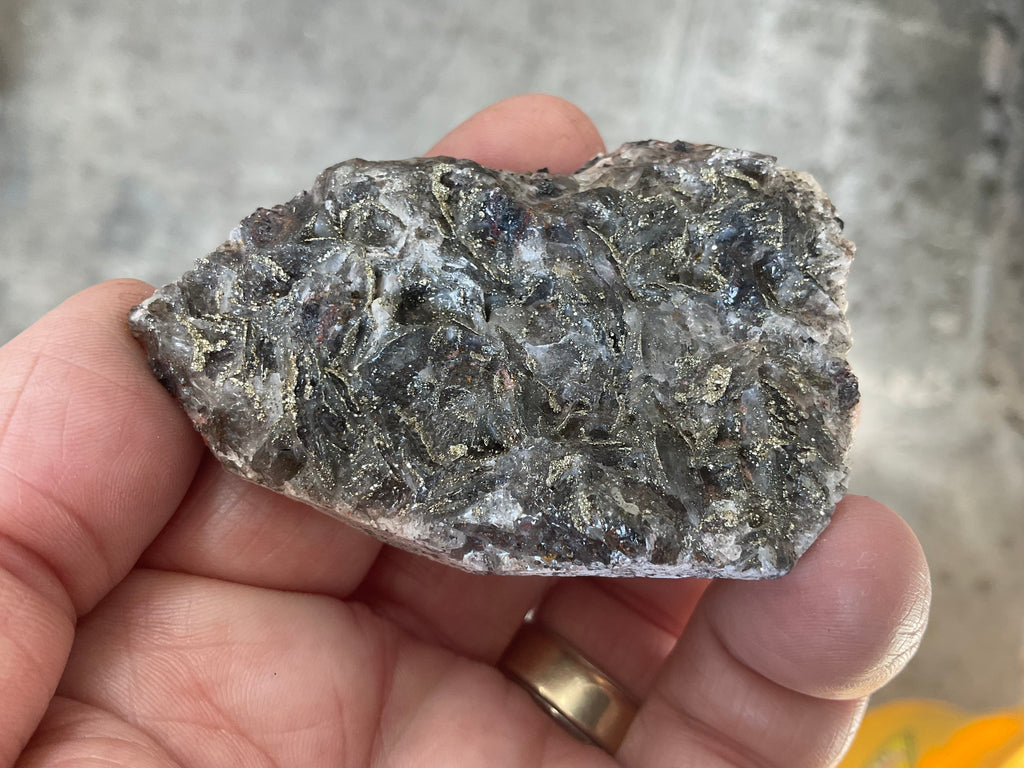 62g Pyrite encrusted Calcite on Limonite Quartz Specimen 1B from Fujian, China