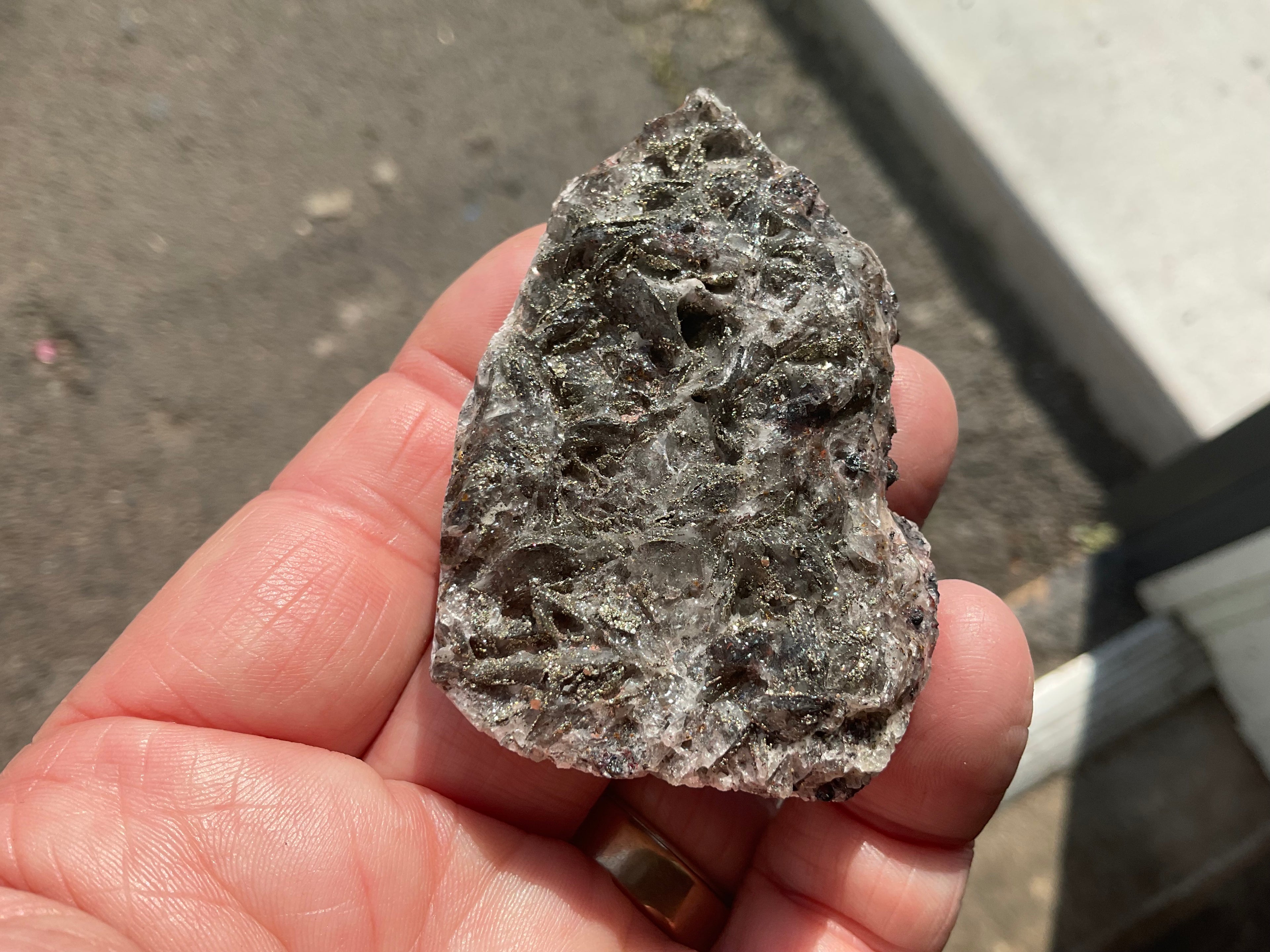 62g Pyrite encrusted Calcite on Limonite Quartz Specimen 1B from Fujian, China