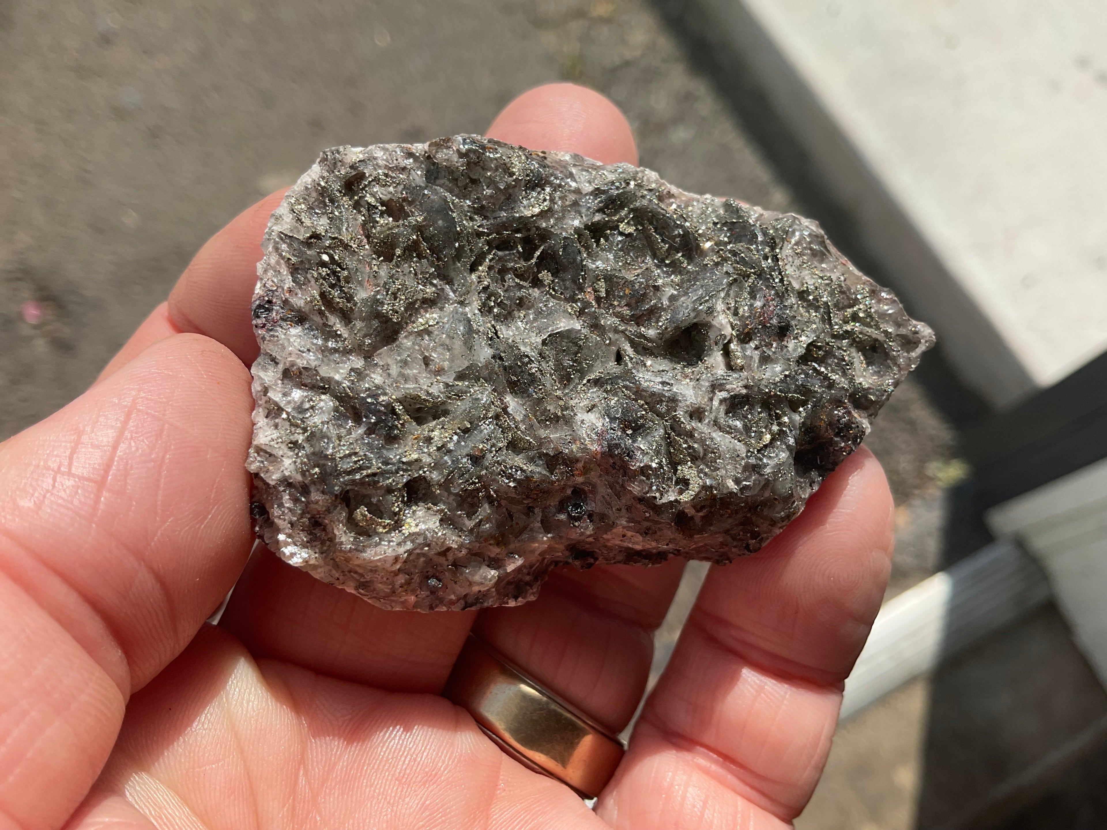 62g Pyrite encrusted Calcite on Limonite Quartz Specimen 1B from Fujian, China