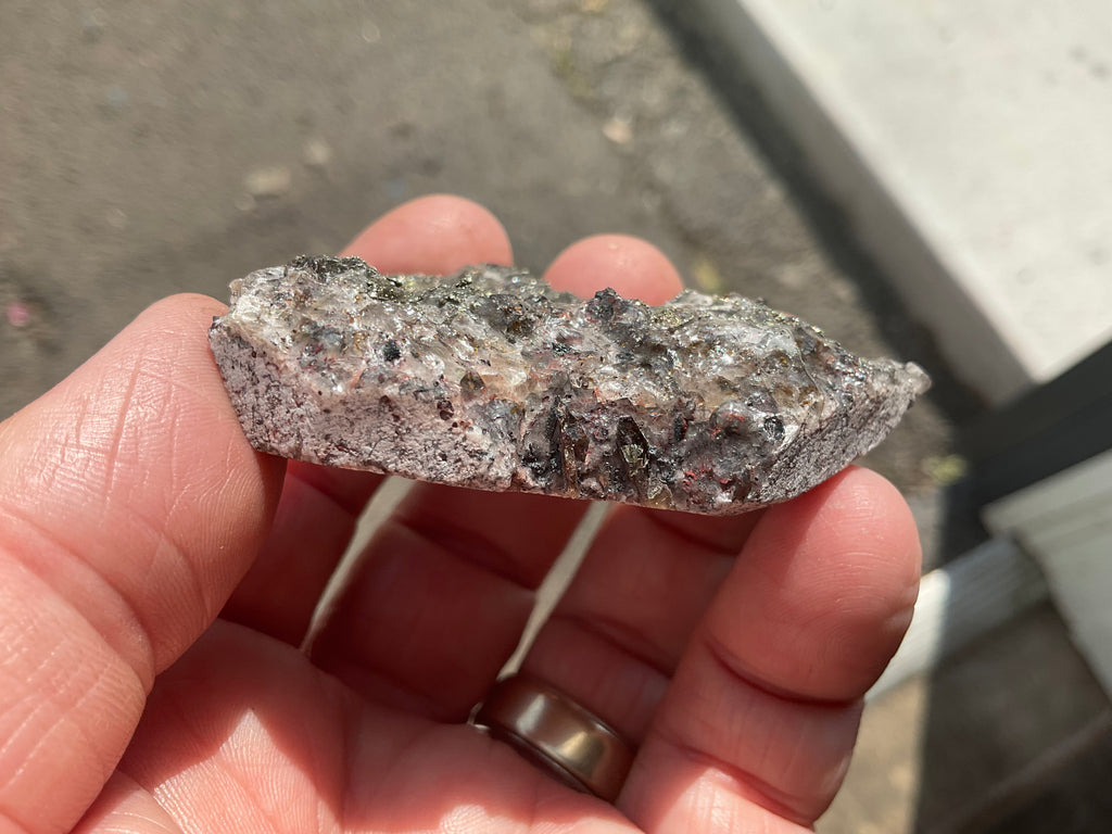 62g Pyrite encrusted Calcite on Limonite Quartz Specimen 1B from Fujian, China