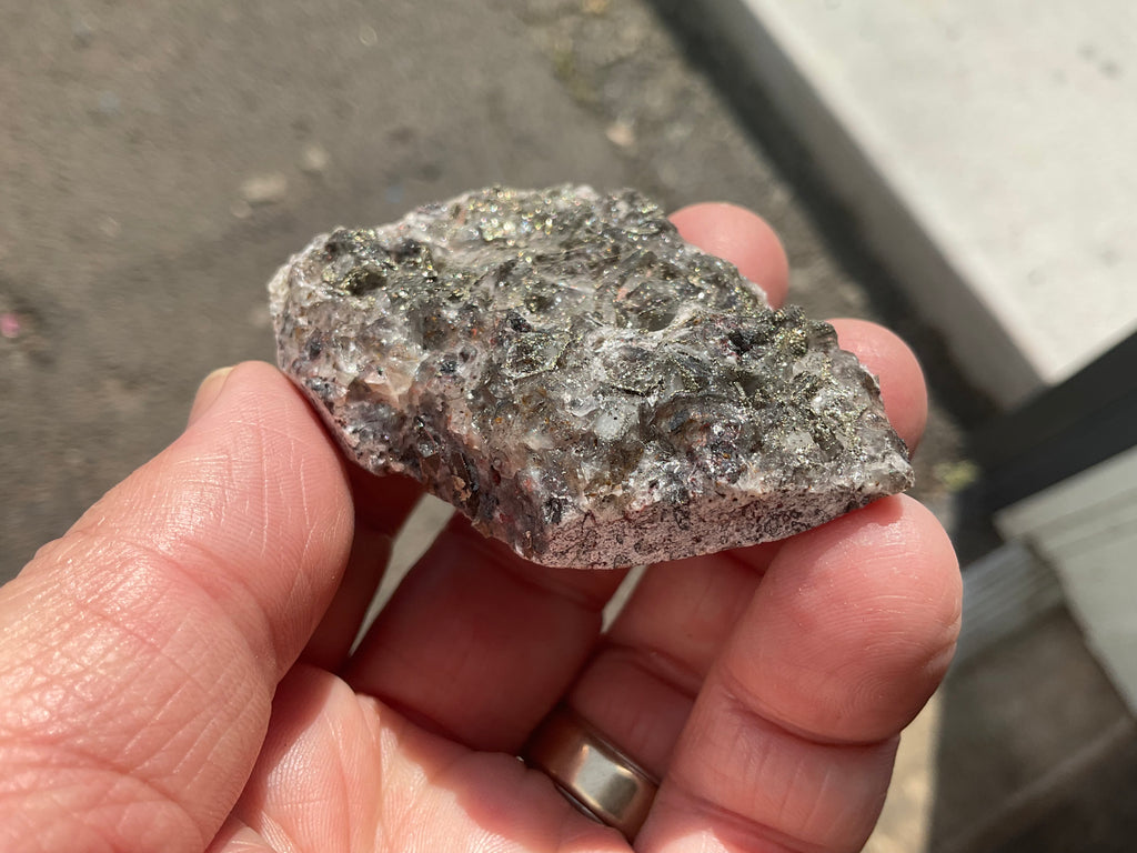 62g Pyrite encrusted Calcite on Limonite Quartz Specimen 1B from Fujian, China