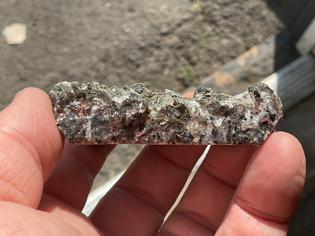 98g Pyrite encrusted Calcite on Limonite Quartz Specimen 1C from Fujian, China