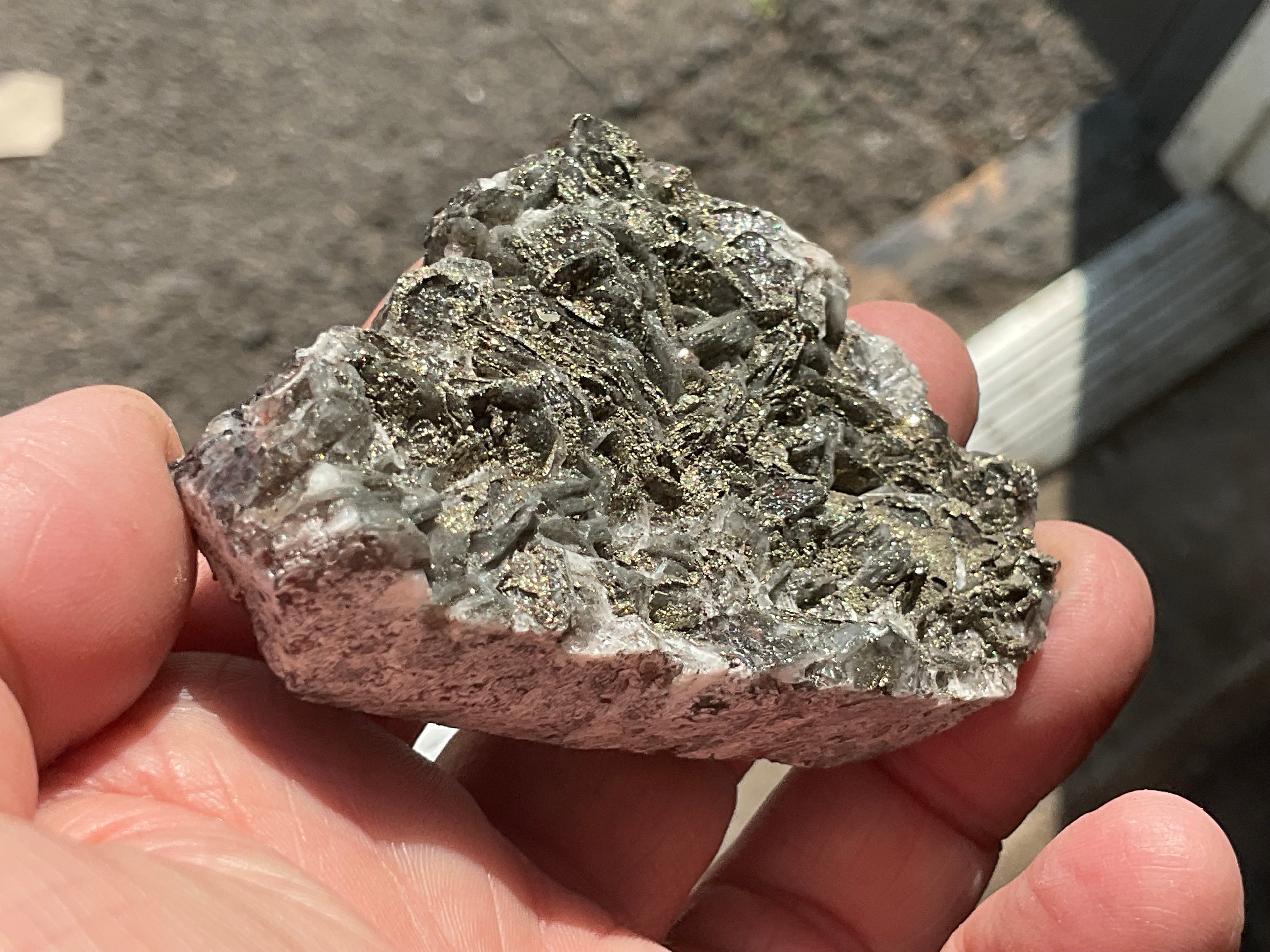 98g Pyrite encrusted Calcite on Limonite Quartz Specimen 1C from Fujian, China