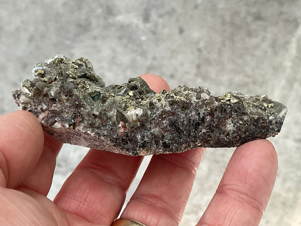 90g Pyrite encrusted Calcite on Limonite Quartz Specimen 2A from Fujian, China