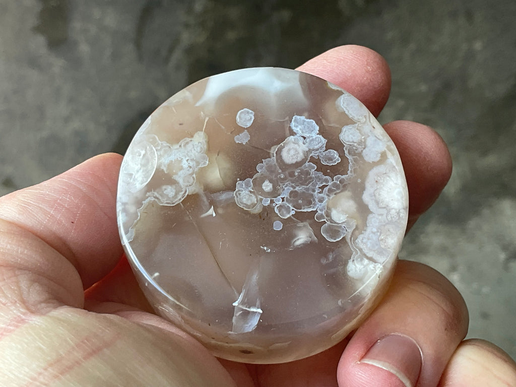 109g Flower Agate Polished Disk 1B