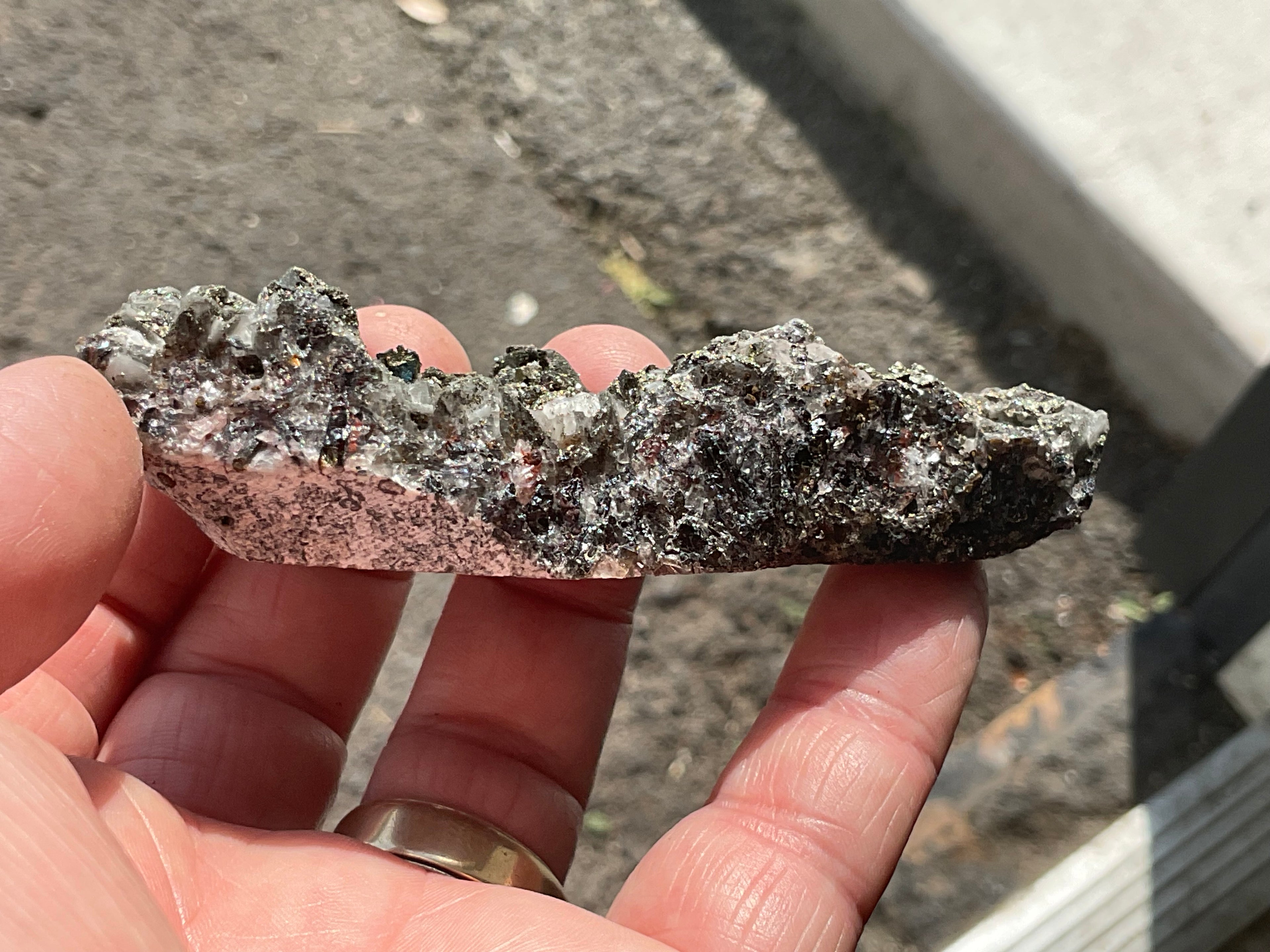 90g Pyrite encrusted Calcite on Limonite Quartz Specimen 2A from Fujian, China